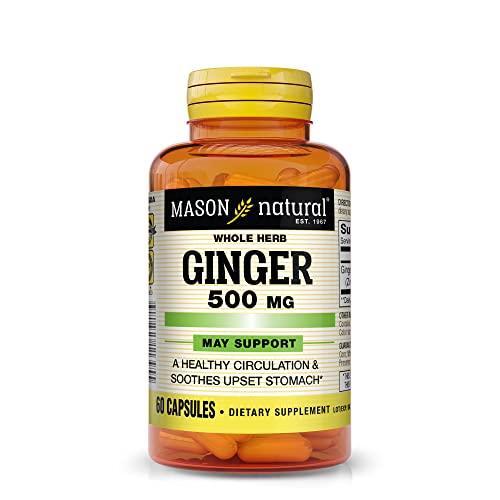Mason Natural Whole Herb Ginger 500 mg – Healthy Circulation Support and May