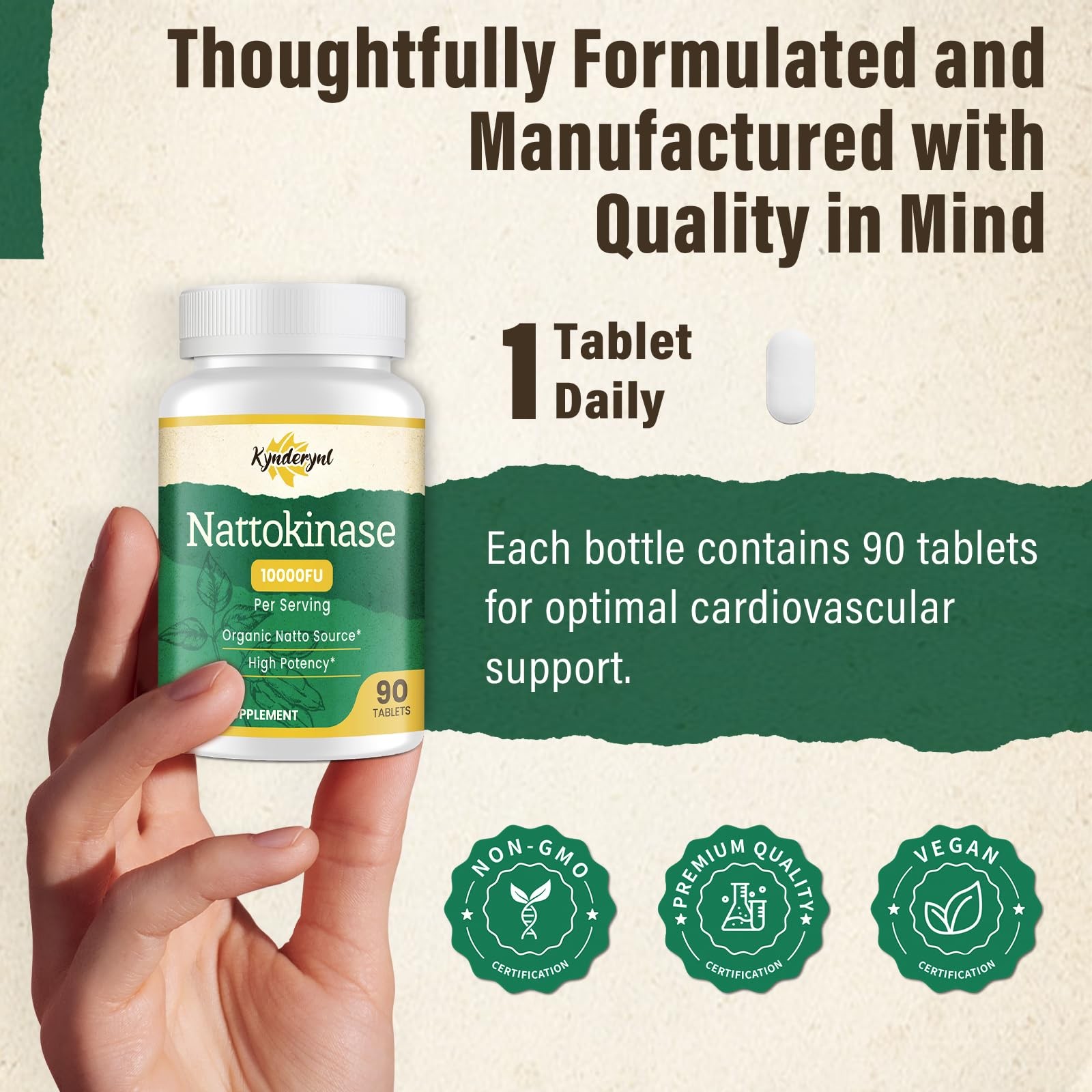 Kynderynl Nattokinase Supplement 10000FU – Organic 90 Count (Pack of 2), N/a