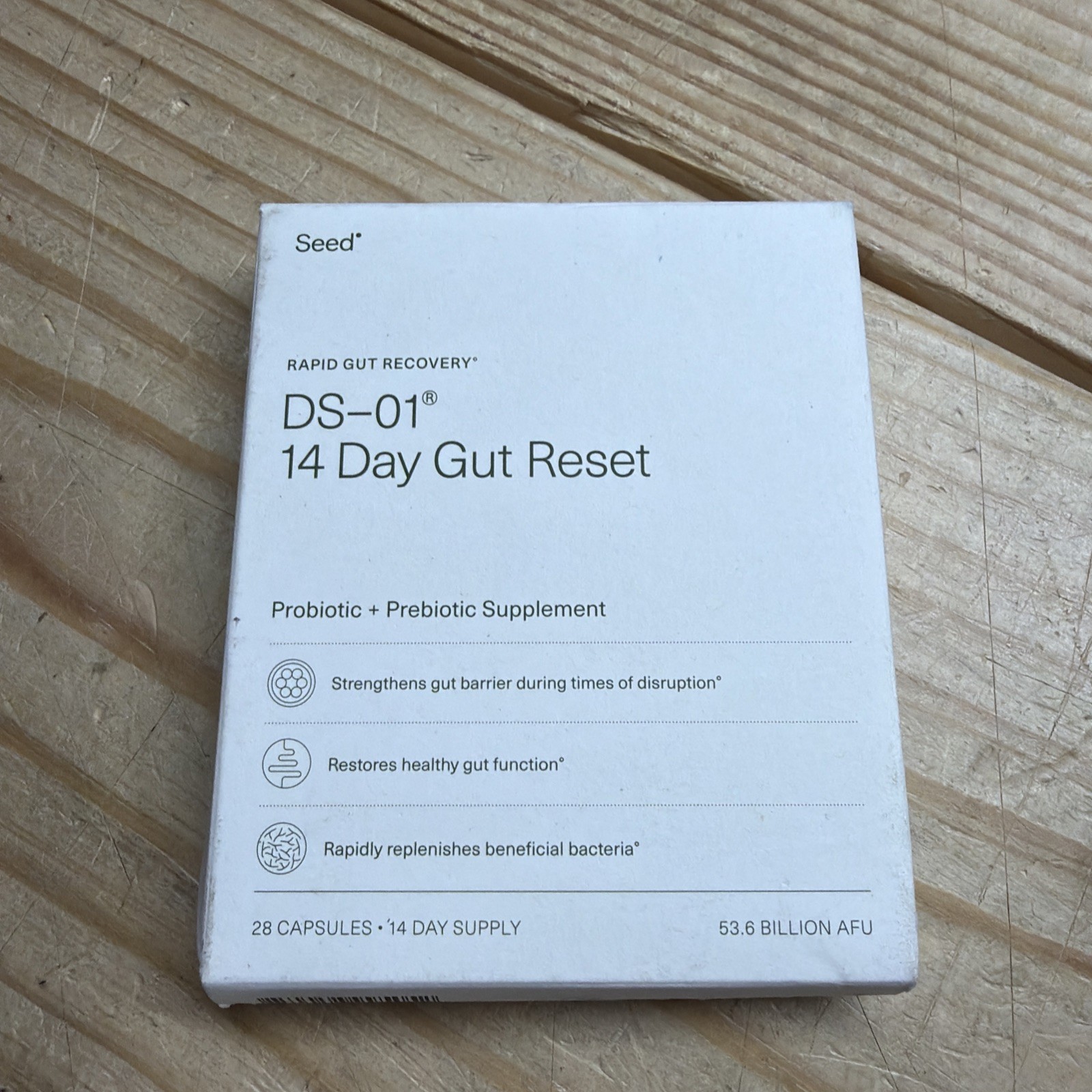 SEED DS-01 Rapid Gut Recovery 14 Day Reset,Prebiotic + Probiotic, 28 caps 7/26 F