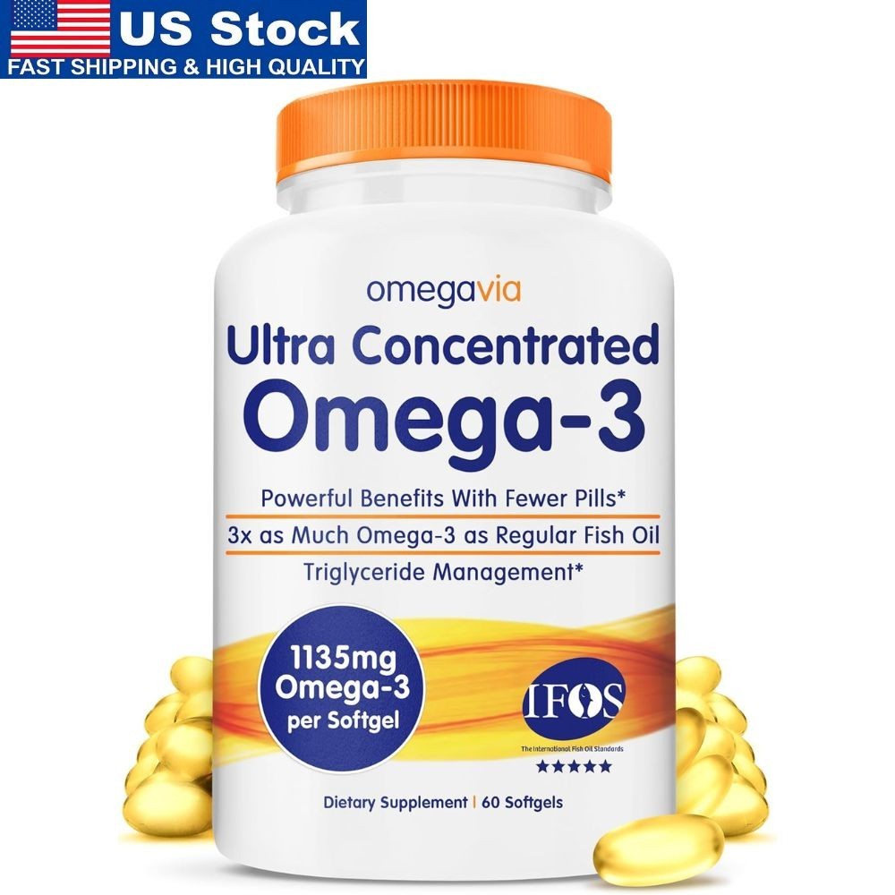 OmegaVia Ultra Concentrated Omega-3 Daily Wellness Bottle 60 Count