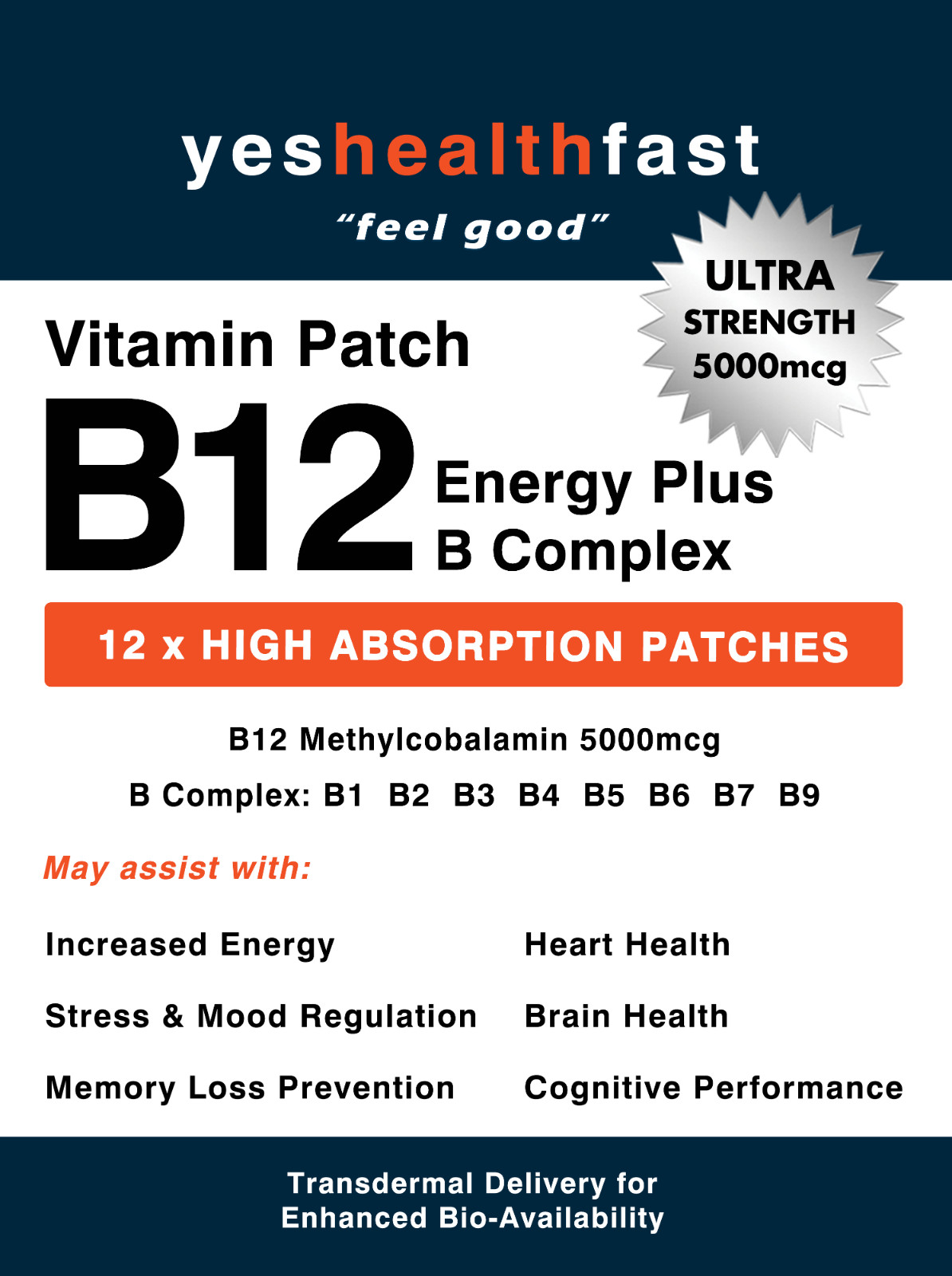 Vitamin B12 (Methyl) + B Complex Patches – Skin Absorption Ultra Strength