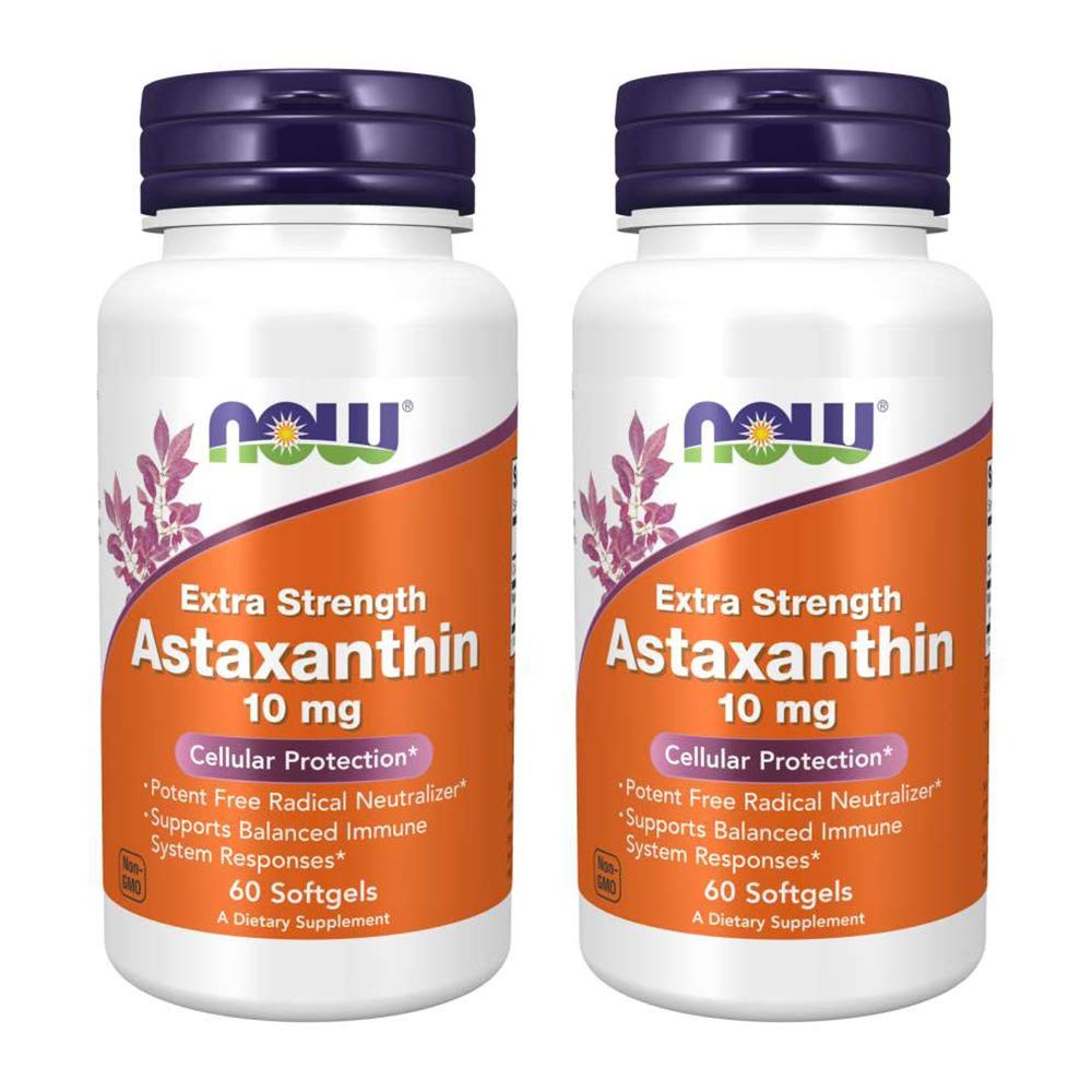 NOW Foods Astaxanthin 10mg 60 SoftGels (2 Pack) 30 Count (Pack of 2)