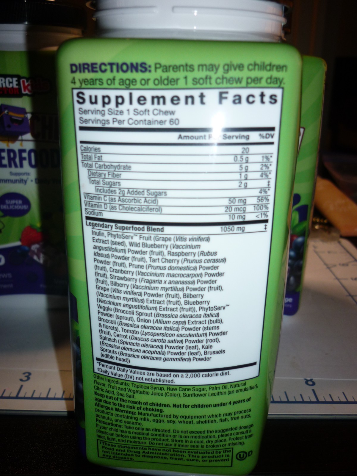 (3 Force Factor Kids Super Chews Superfoods 60×3 180 Chews Each EXP: 5/26