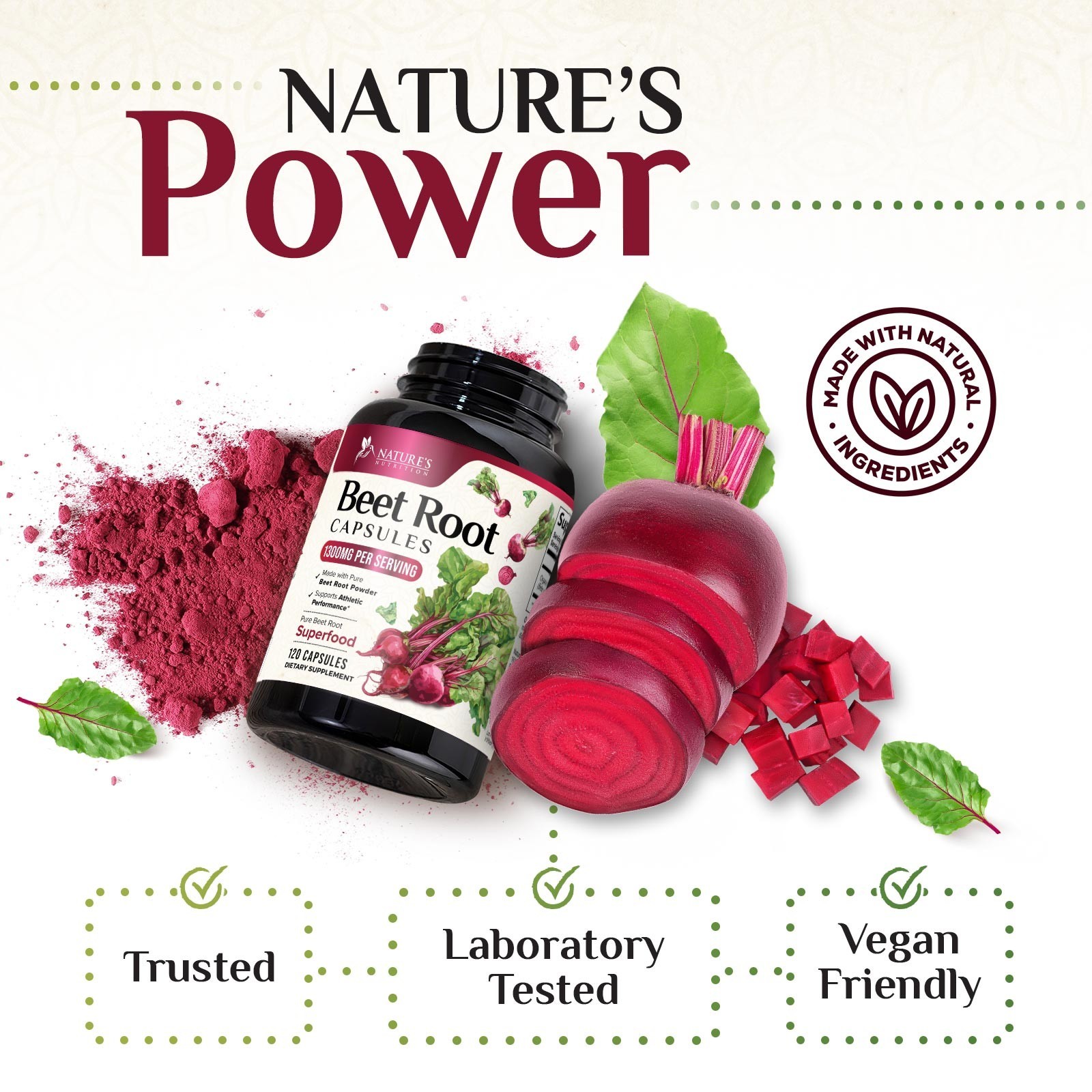 Beet Root Capsules 1300mg Beetroot Powder Extract