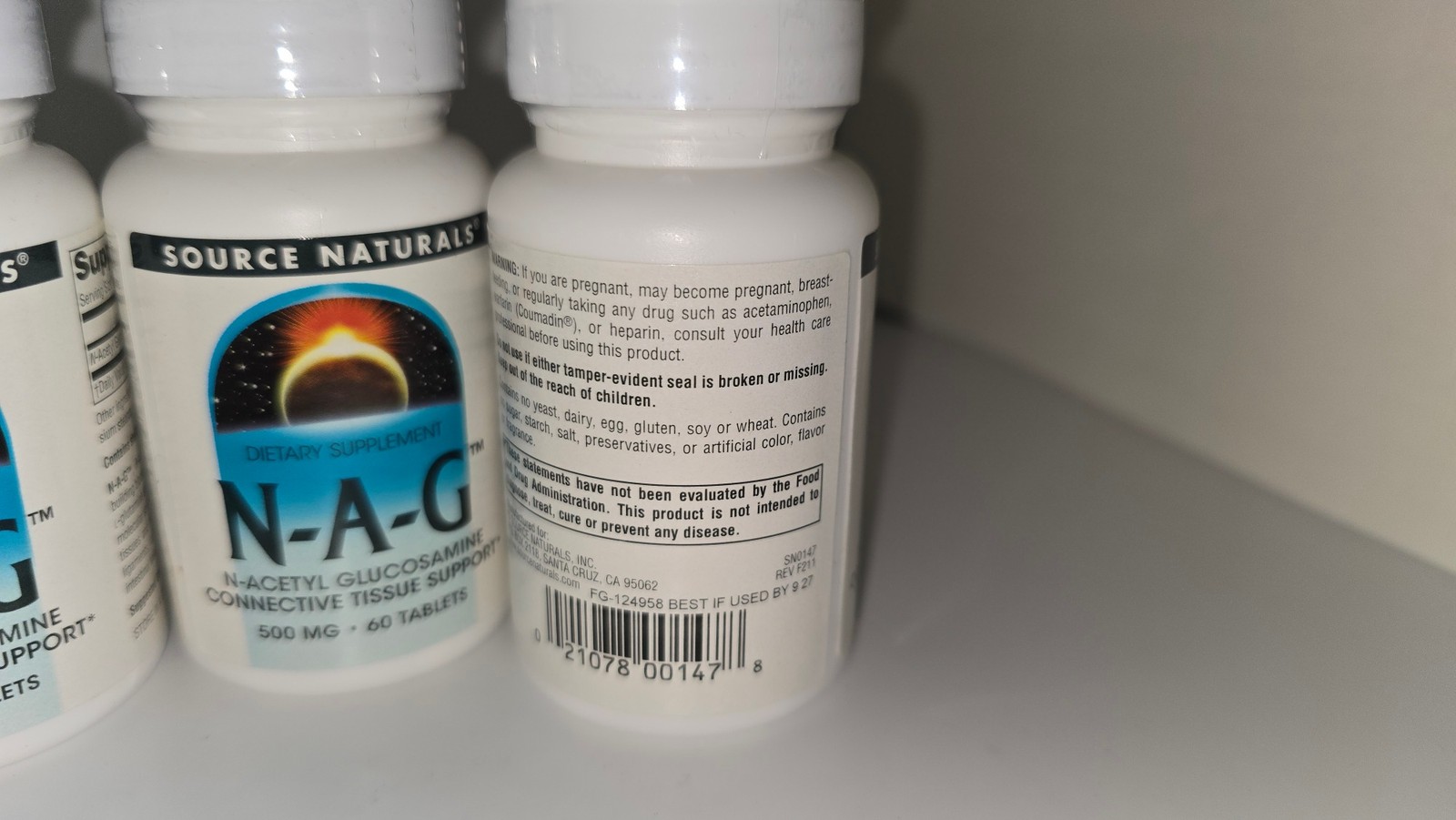 3 Pack Source Naturals N-A-G N-Acetyl Glucosamine 500 mg 60 Tabs Exp 09/27