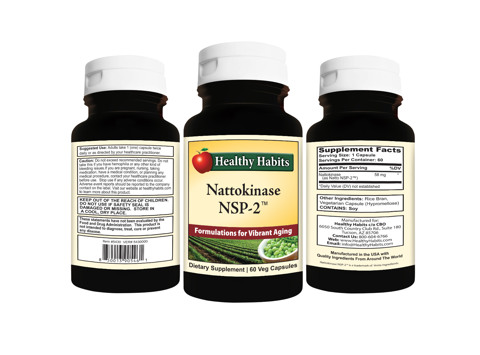 Healthy Habits Nattokinase NSP-2 – Bottle 60 Veg Capsules