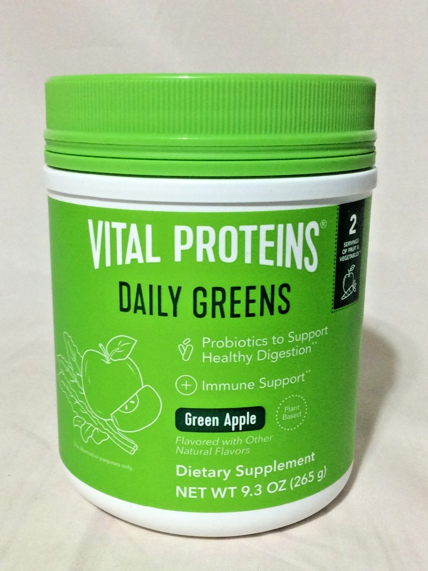Vital Proteins Daily Greens Dietary Supplement – Green Apple- 9.3oz-EXP 5/2026