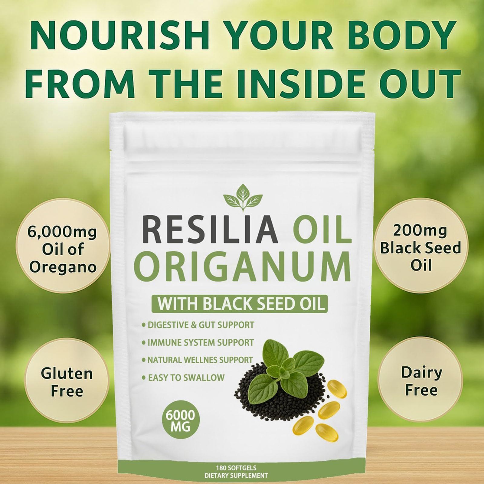 RESILIA Oil Of Oregano With Black Seed Oil 6,000MG