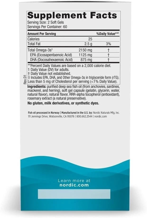 NORDIC naturals ultimate-omega 2X- New Lemon Fish Oil-180 soft gels-Fat Shipping