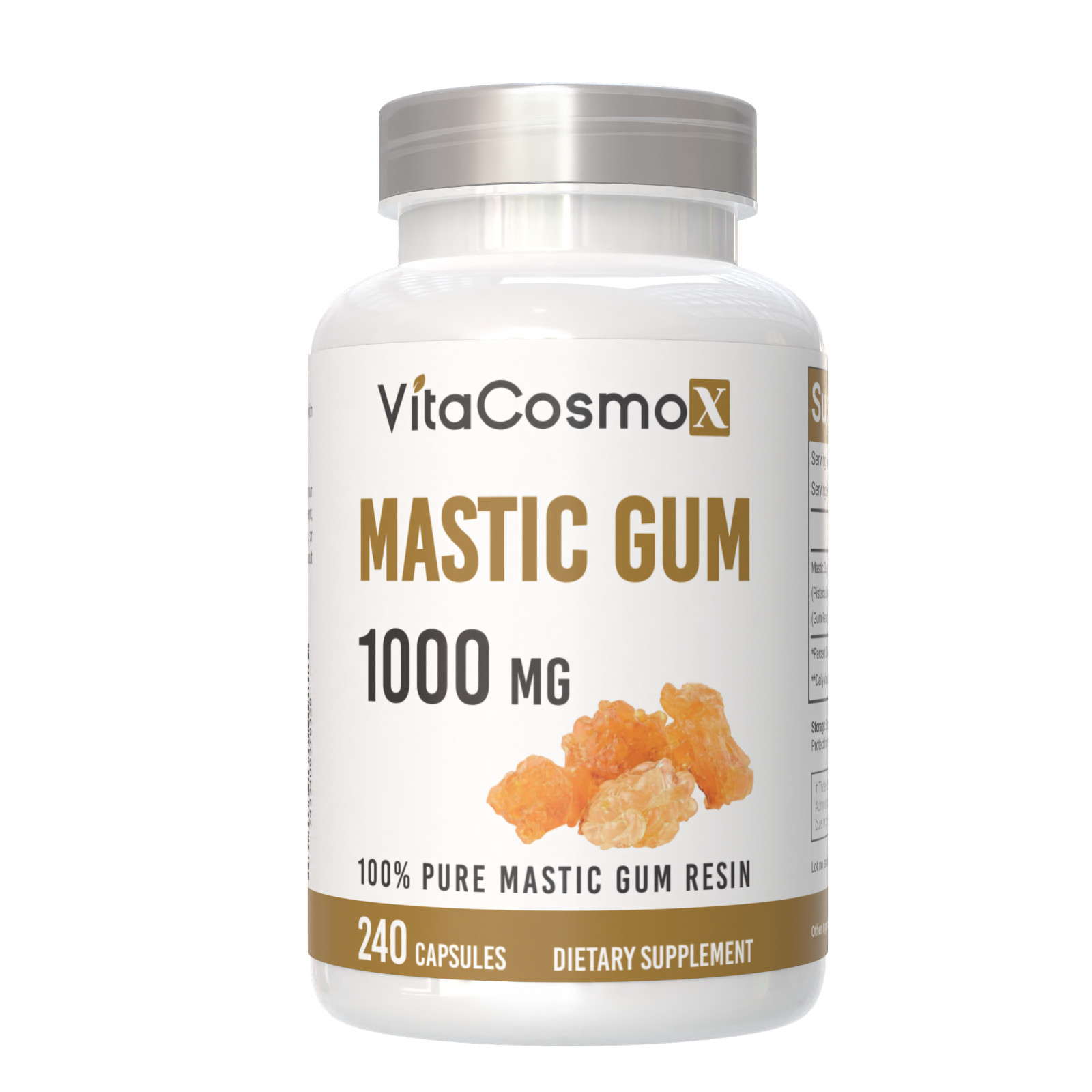 2 Pack VitaCosmoX Mastic Gum 1000mg per Serving Support Digestive Func 240 caps