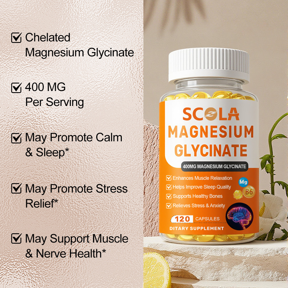 Magnesium Glycinate 400mg 120 Softgels High Absorption Supplement Vegetarian