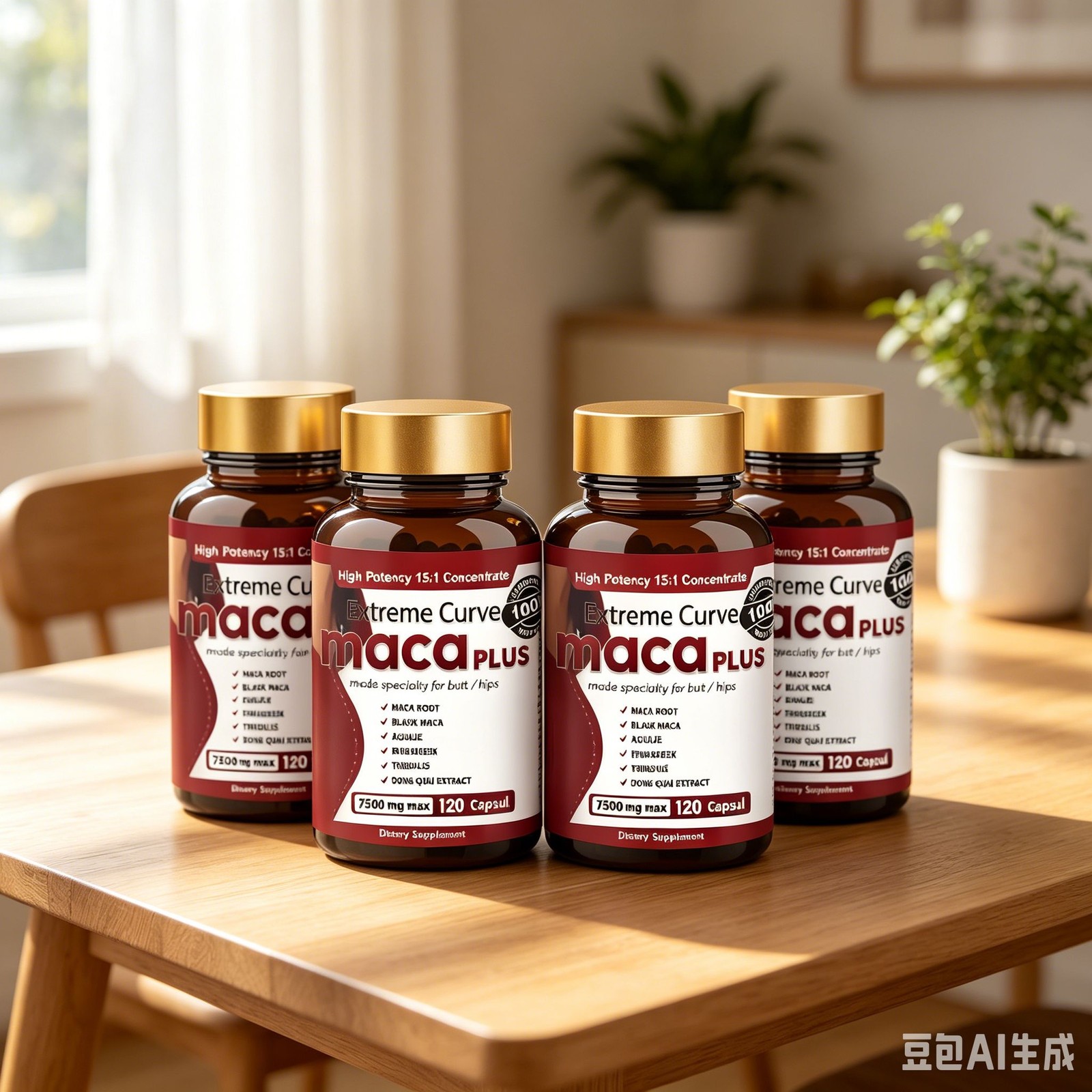4PCS Extreme Maca Curve Capsules Plus Count 120 7500mg