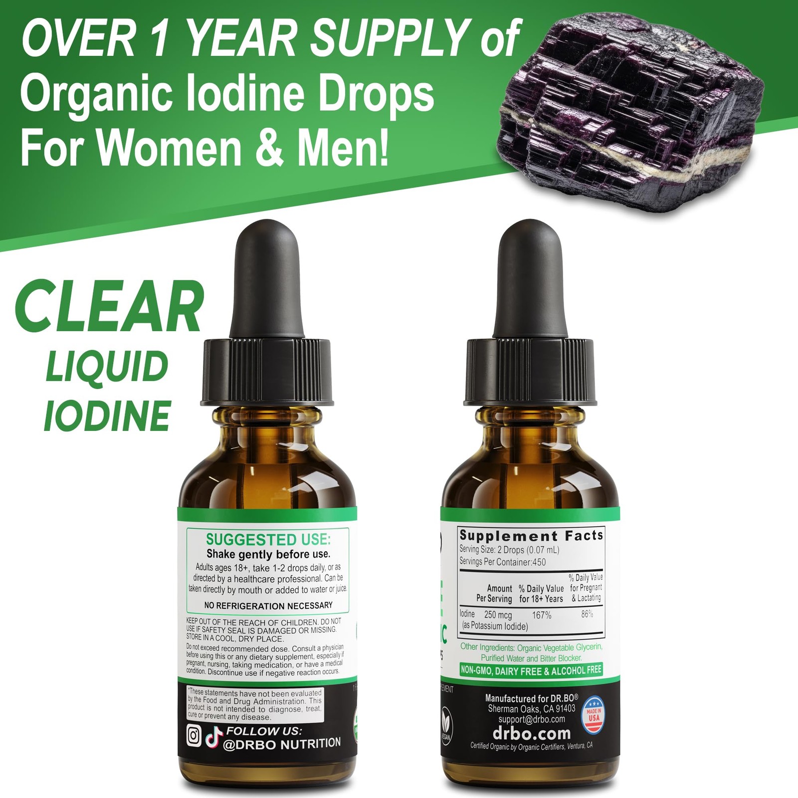 Iodine Liquid Drops Potassium Iodide – 1 Year Supply Pure 1 Fl Oz (Pack of 1)