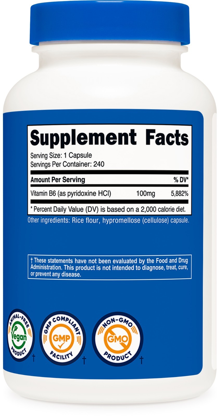 Nutricost Vitamin B6 as Pyridoxine HCl, 100 mg, 240 Caps