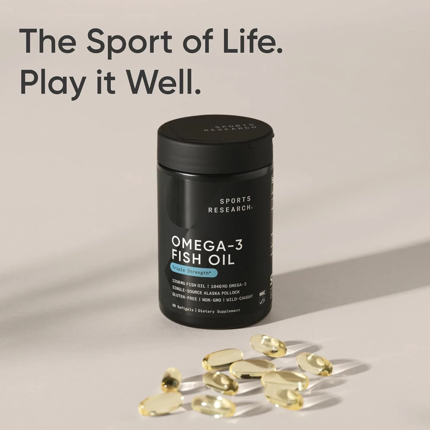 Triple Strength Omega 3 Fish Oil Burpless Supplement EPA DHA Fatty Acids 90 ct