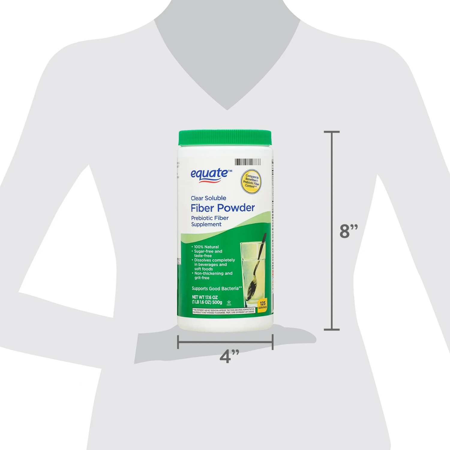 (2 Pack) Equate Sugar Free Fiber Supplement Powder Clear Soluble Fiber 17.6 oz