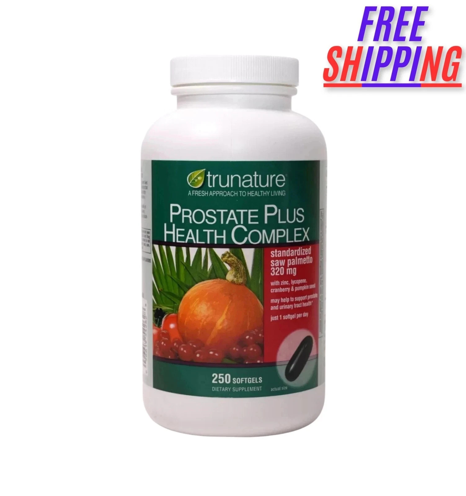 2PACK Trunature PROSTATE PLUS HEALTH COMPLEX 250 Softgels Saw Palmetto with Zinc