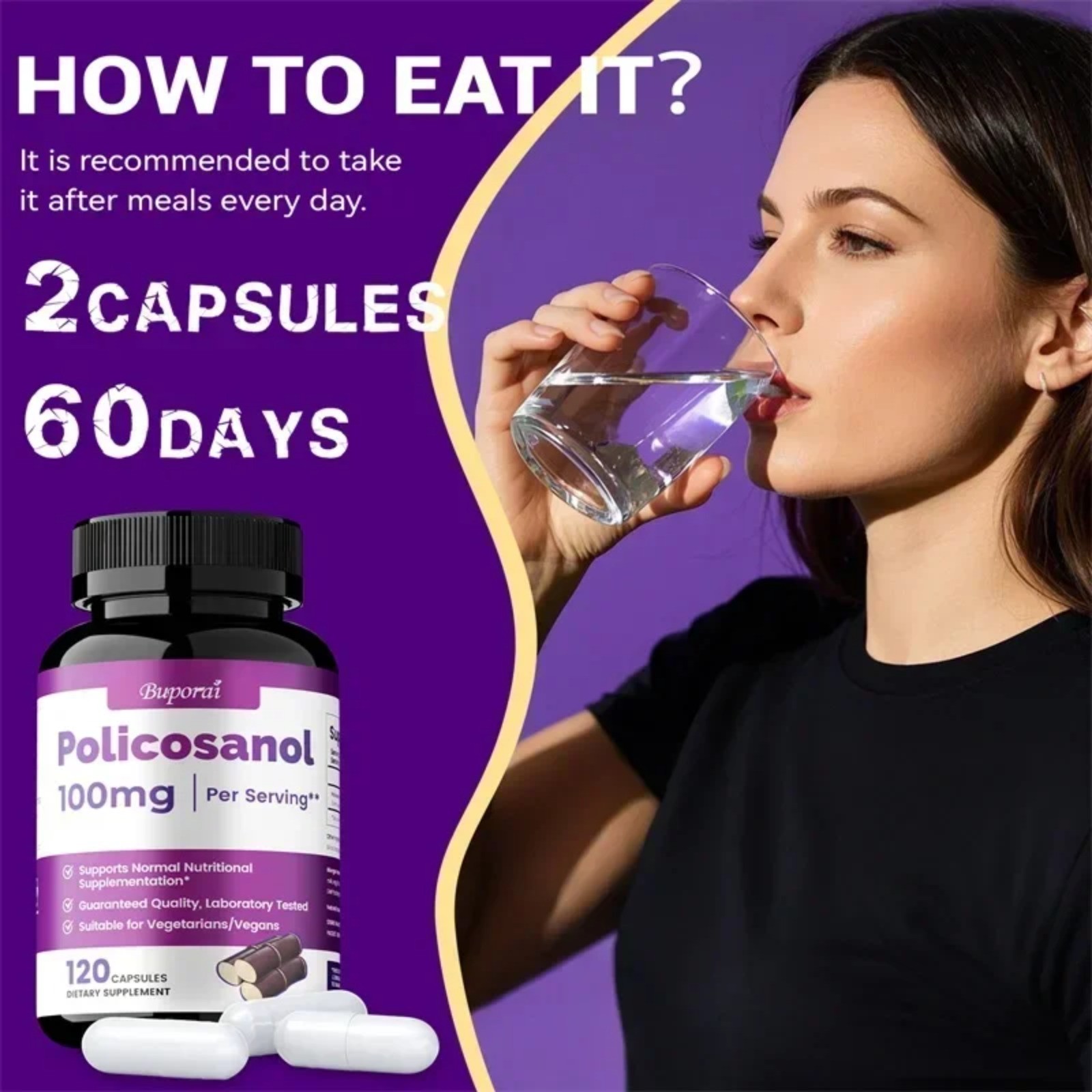 Policosanol 100mg 120pcs – Supports Heart Health, Balances Cholesterol, Non-GMO