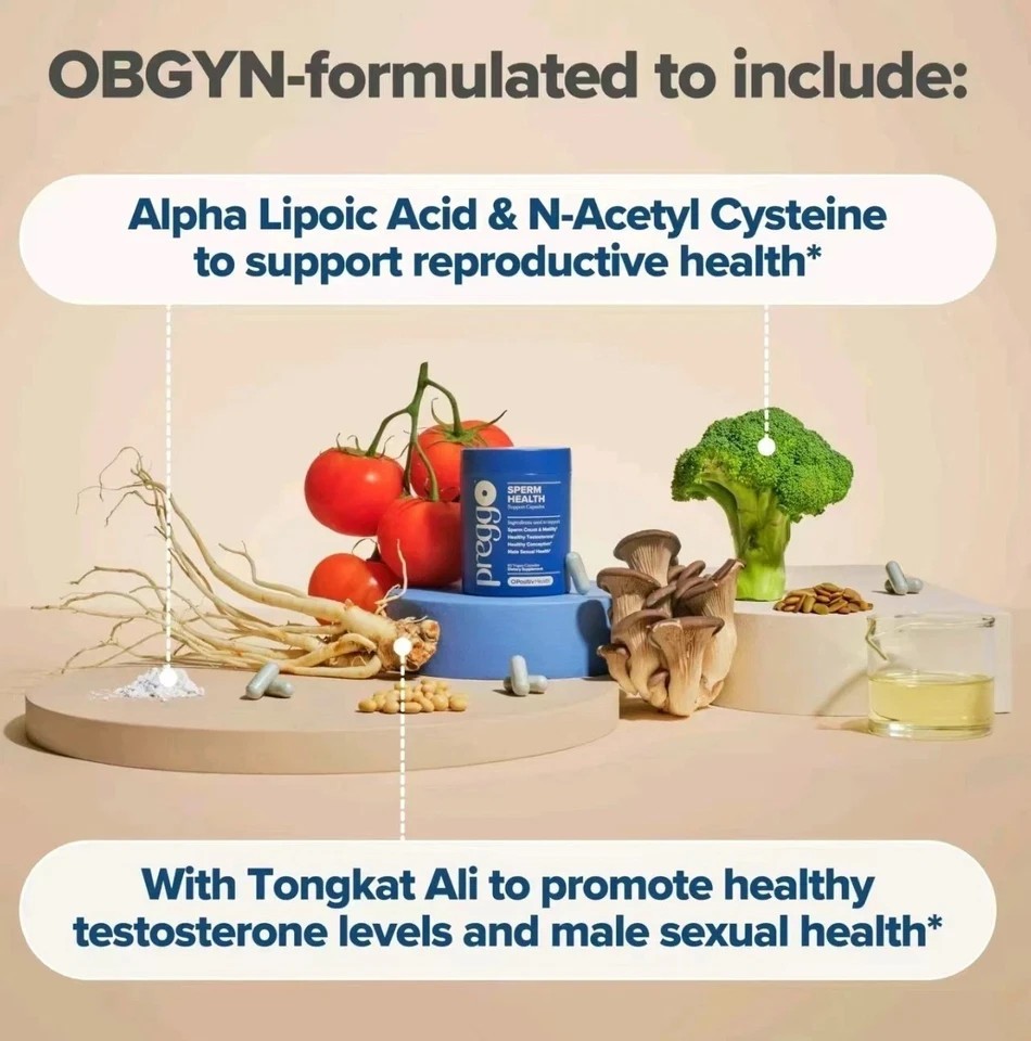 3PACK Preggo Sperm Health Capsules for Men Sperm Count & Motility,180 Vegan Caps