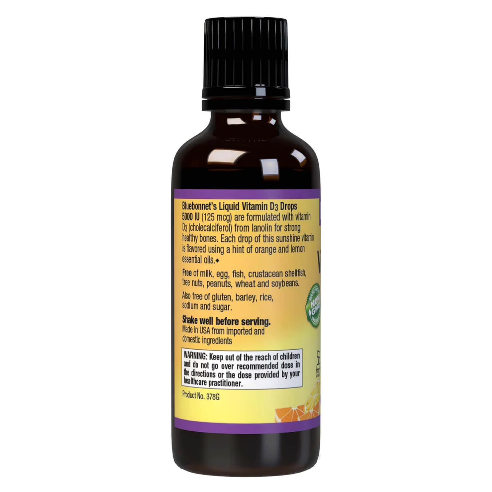 Bluebonnet Liquid Vitamin D3 Drops 125 Mcg 5000 IU Citrus 1 fl oz