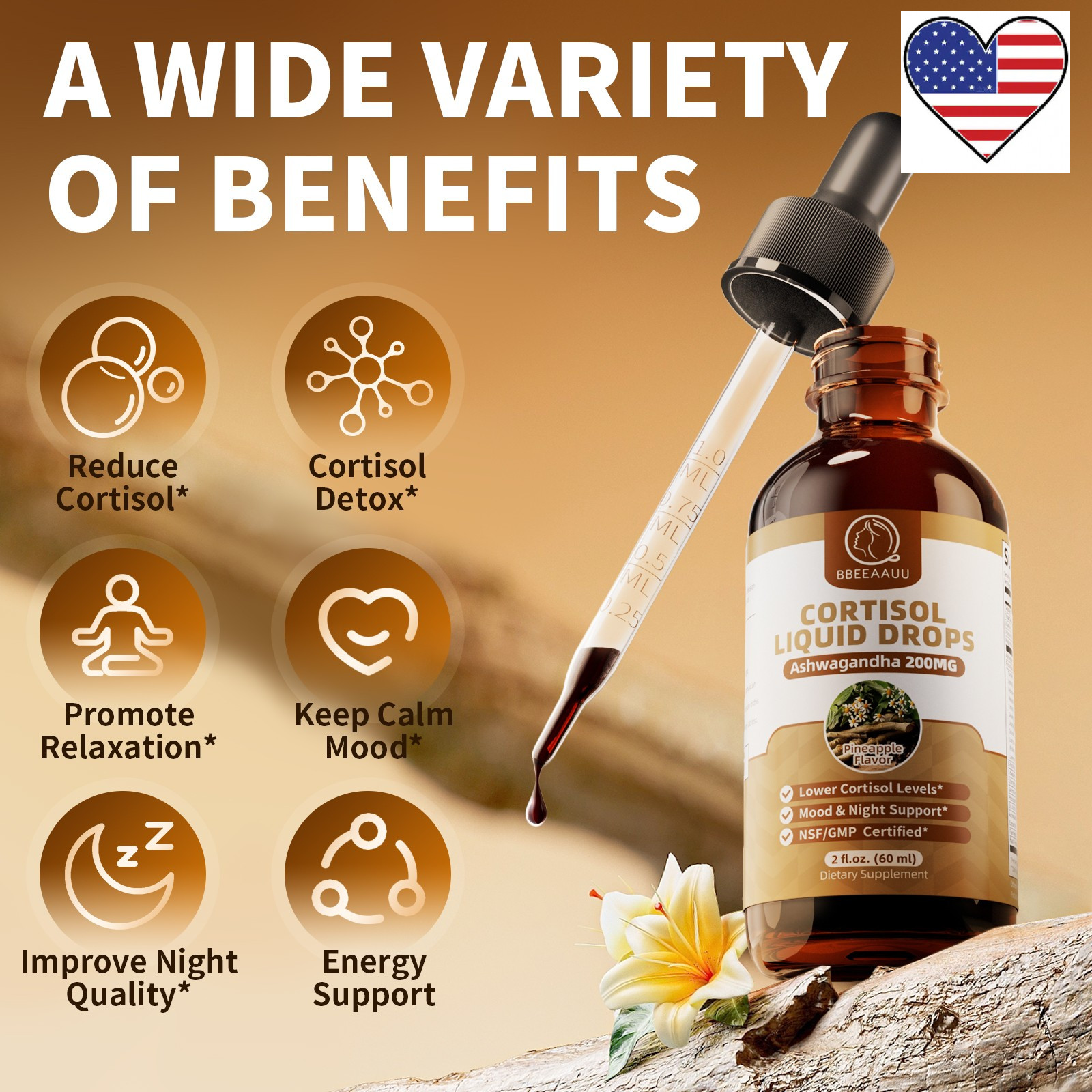 Cortisol Manager Drops w/ Ashwagandha Stress Relief, Sleep & Energy Support
