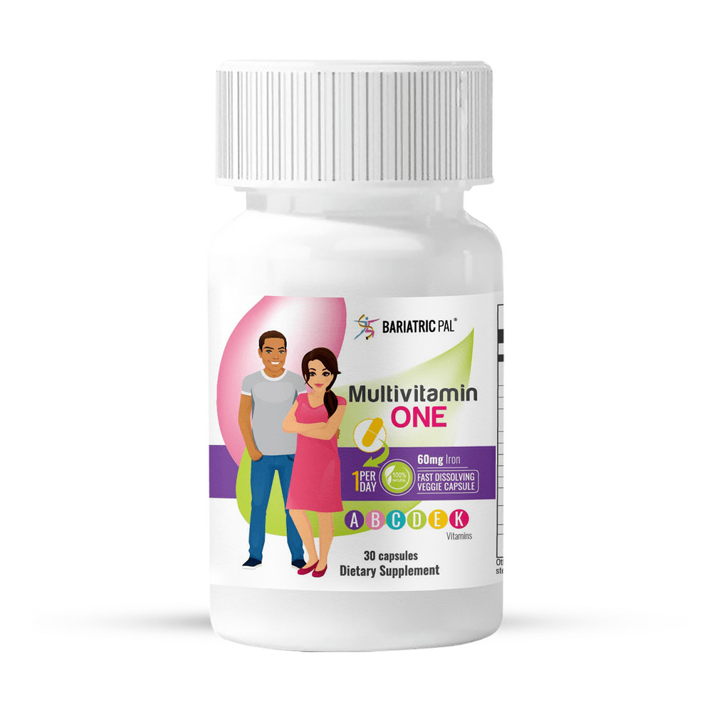 BariatricPal Multivitamin ONE “1 per Day!” Veggie Capsule with 60mg Iron