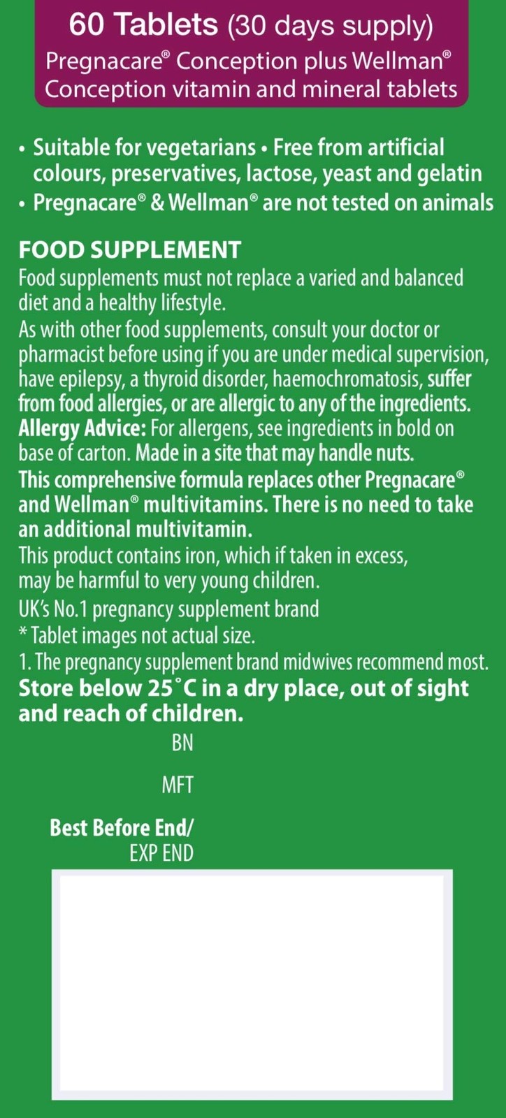 Vitabiotics – Pregnacare – His & 1 Count (Pack of 60), 56 Tablets + Capsules
