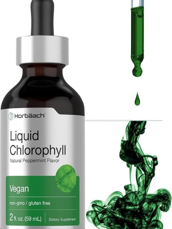 Horbäach Liquid Chlorophyll Drops | Natural Peppermint Flavor | Vega