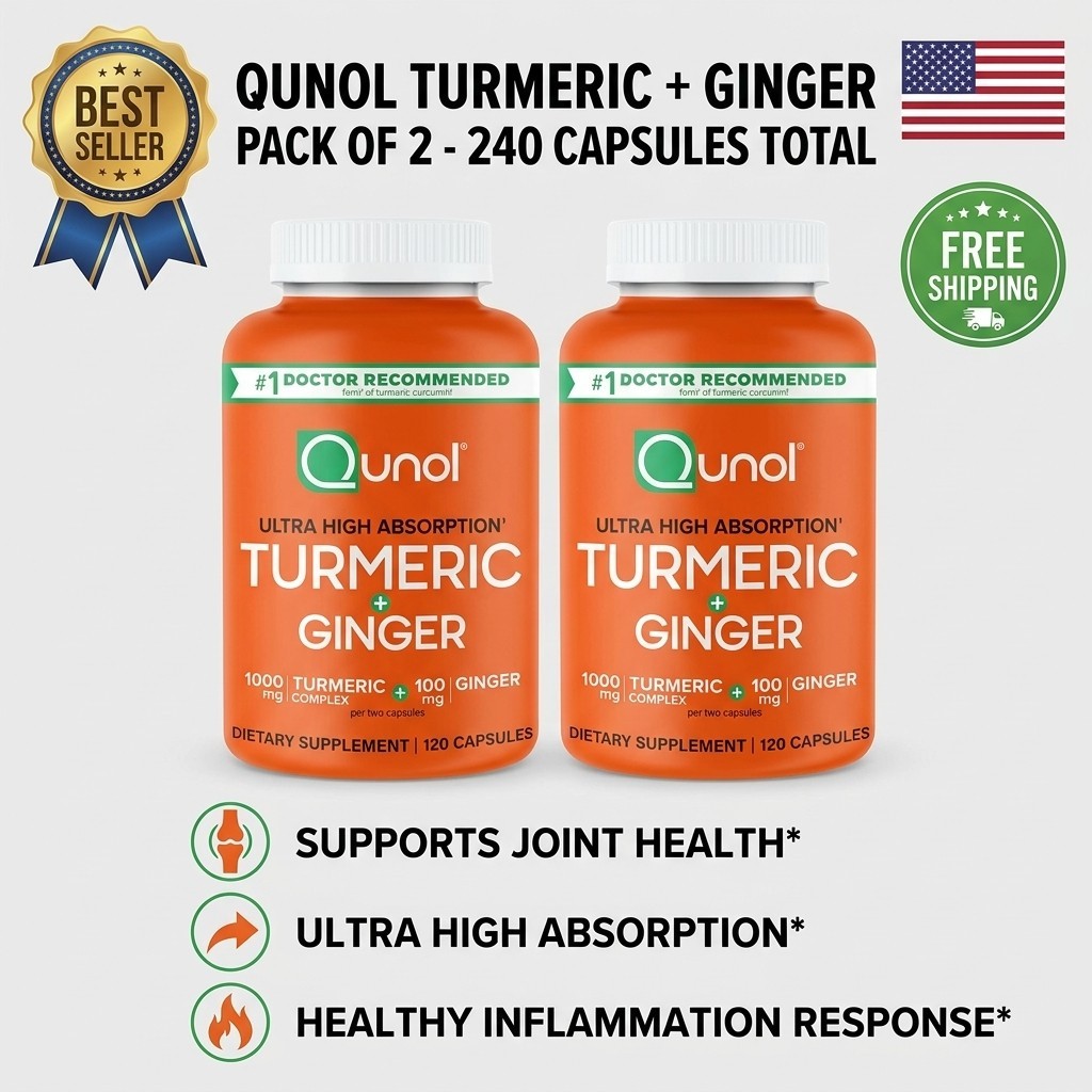Qunol Turmeric Ginger 1000mg 120 Capsules Exp 2028 Joint Support Pack 1 2 3