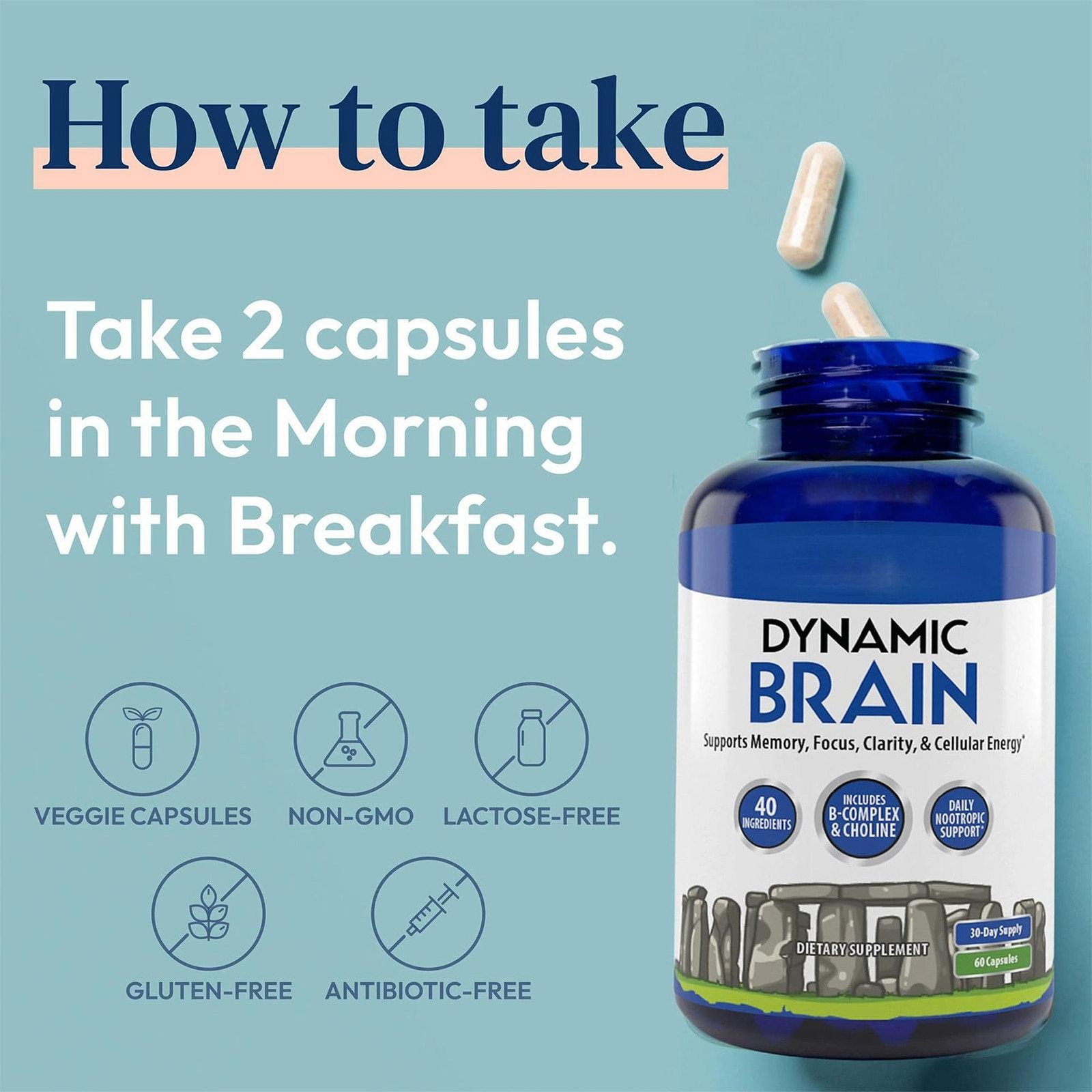 Brain Dynamic Supplement – Focus , Memory & Clarity Support , 60 Capsules * 1 –