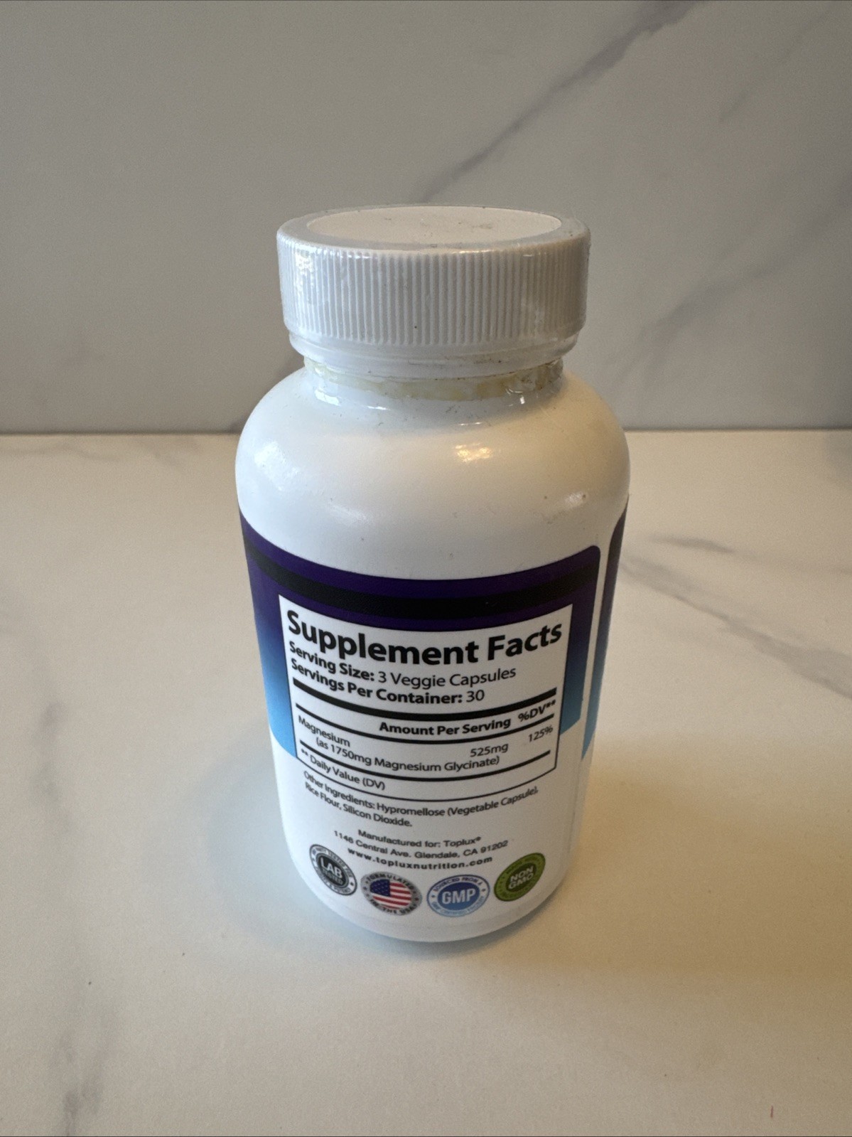 Magnesium Glycinate 525 MG Complex 90 Capsules High Absorption Magnesium 07/2028