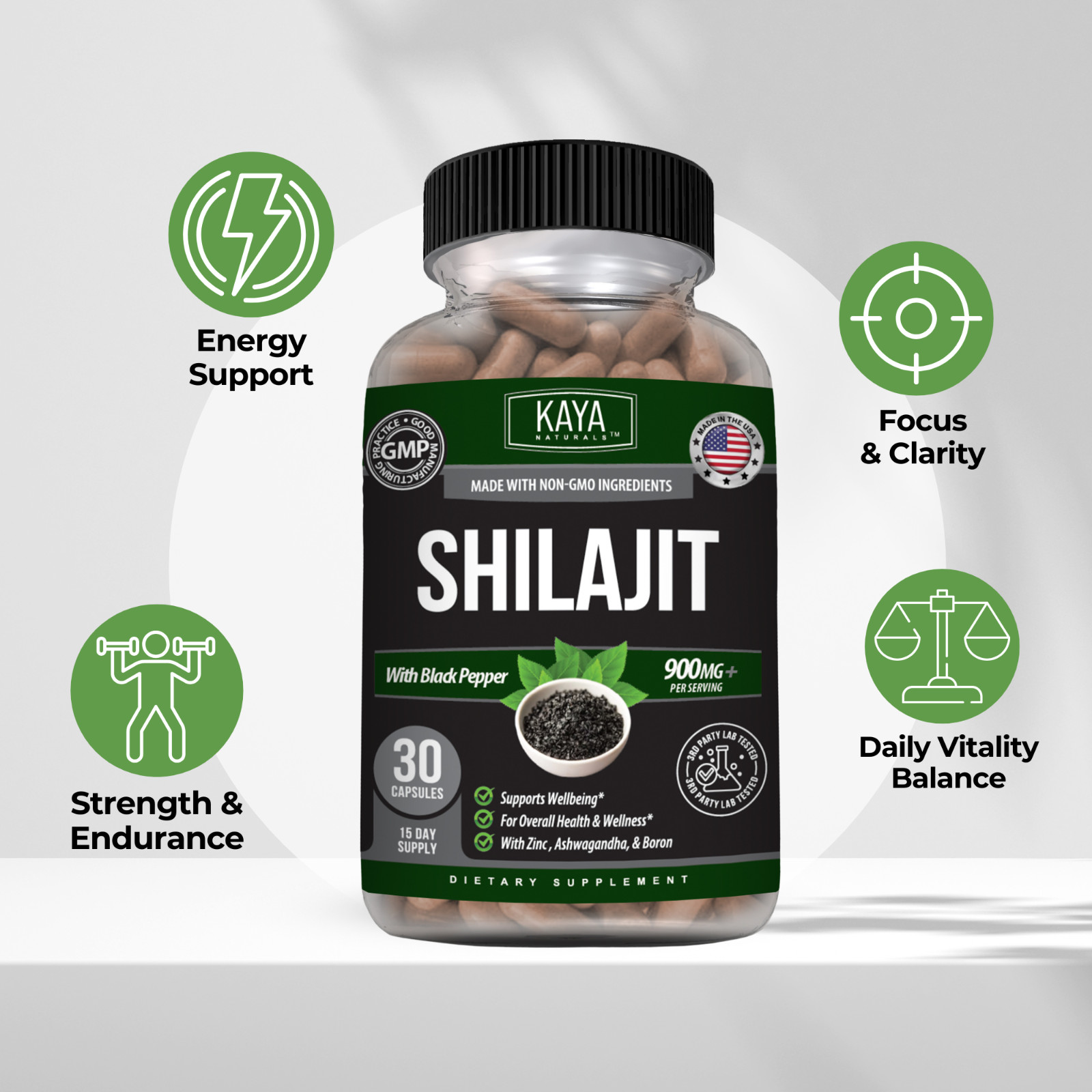 Shilajit Supplement Supports Energy, Stamina, Focus, Strength Boost