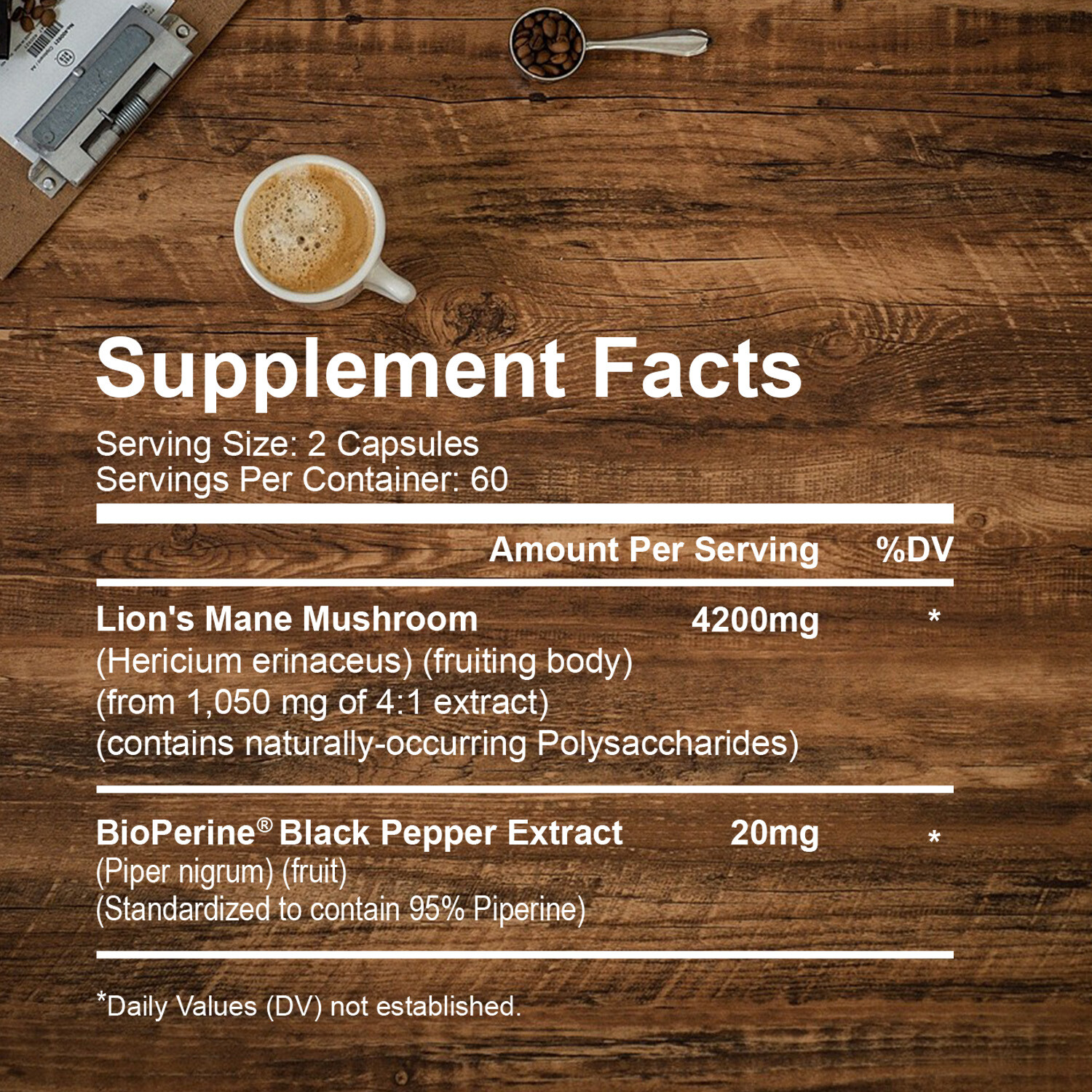 Lion’s Mane 4200mg – Bioperine, Brain Booster Supplement, Focus & Memory Support