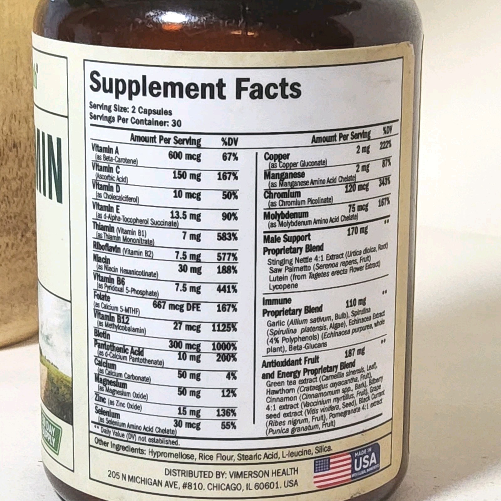 Vimerson Health Multivitamin for Men 60 Capsules – Dietary Supplement