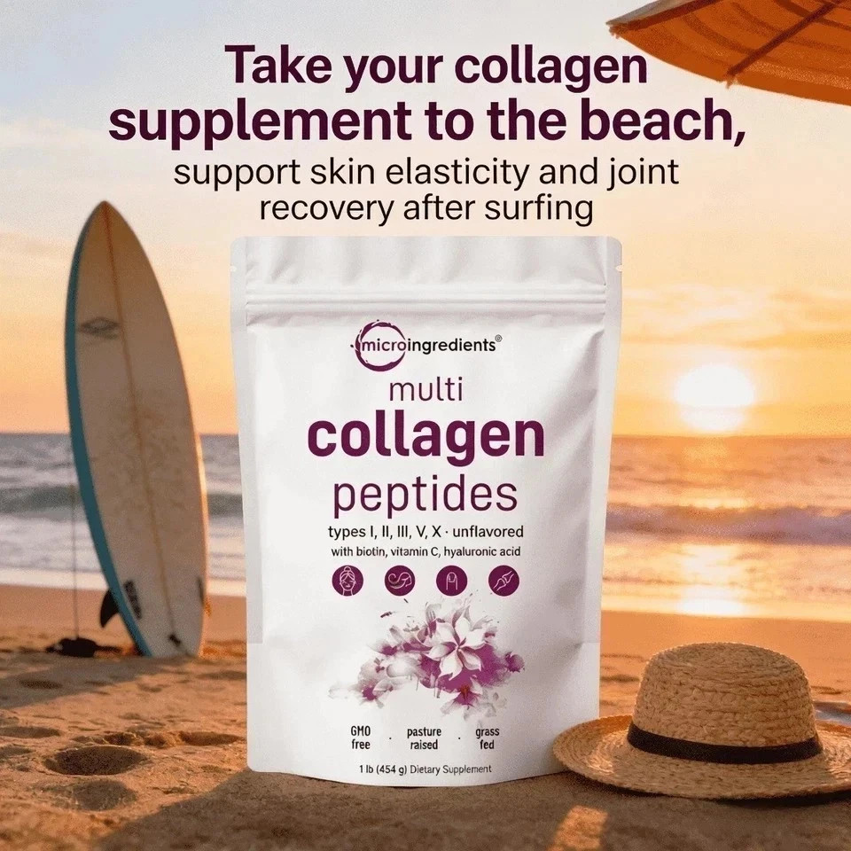 Multi Collagen Peptides Powder 2 lb Hydrolyzed Protein Peptide Type I,II,III,V,X