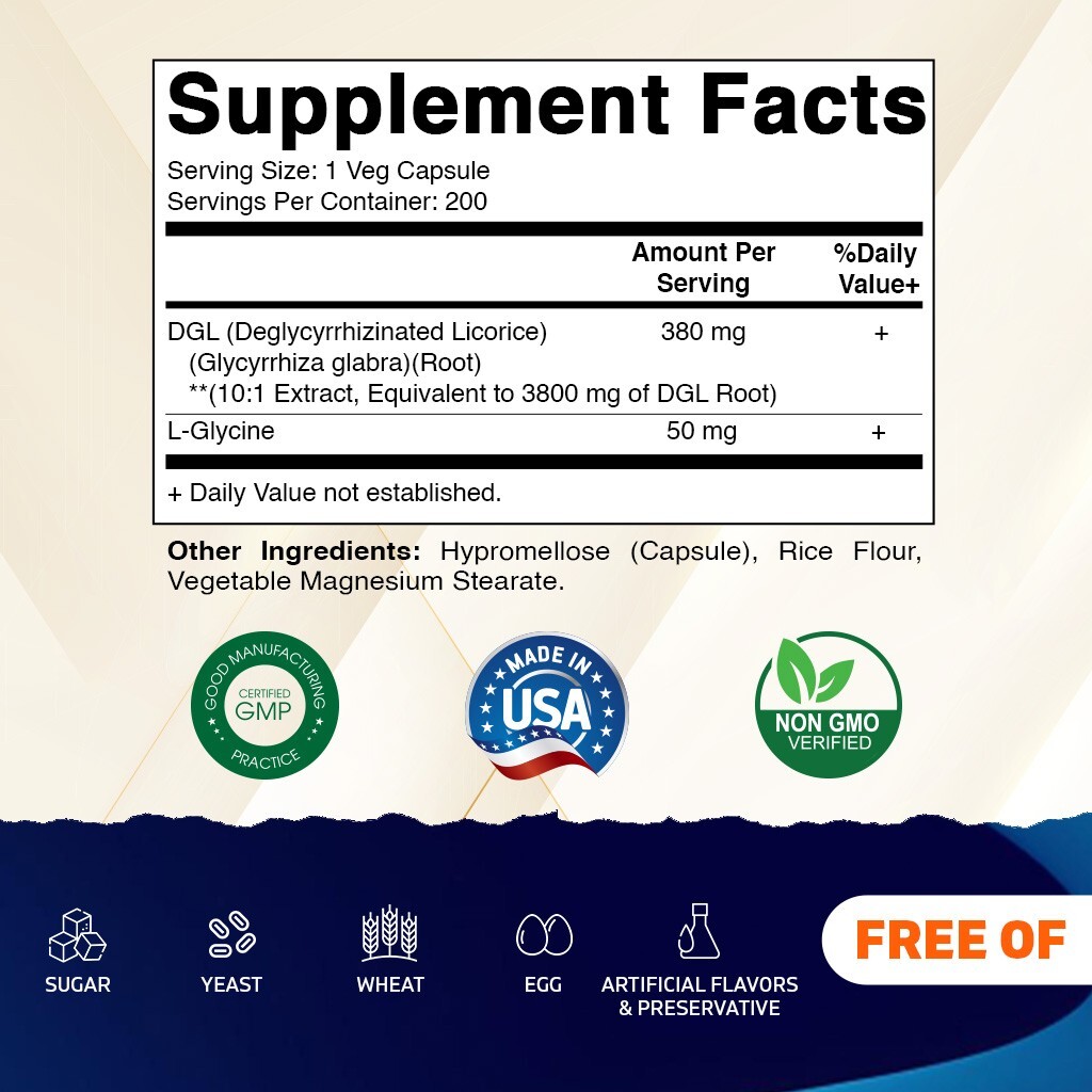 Vitamatic DGL Licorice 3800mg Equivalent 200 Capsules