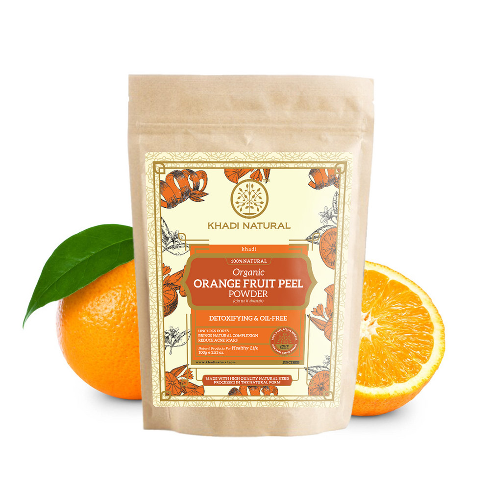 Khadi Natural Orange Fruit Peel Organic Powder – 100% Natural – 100gm