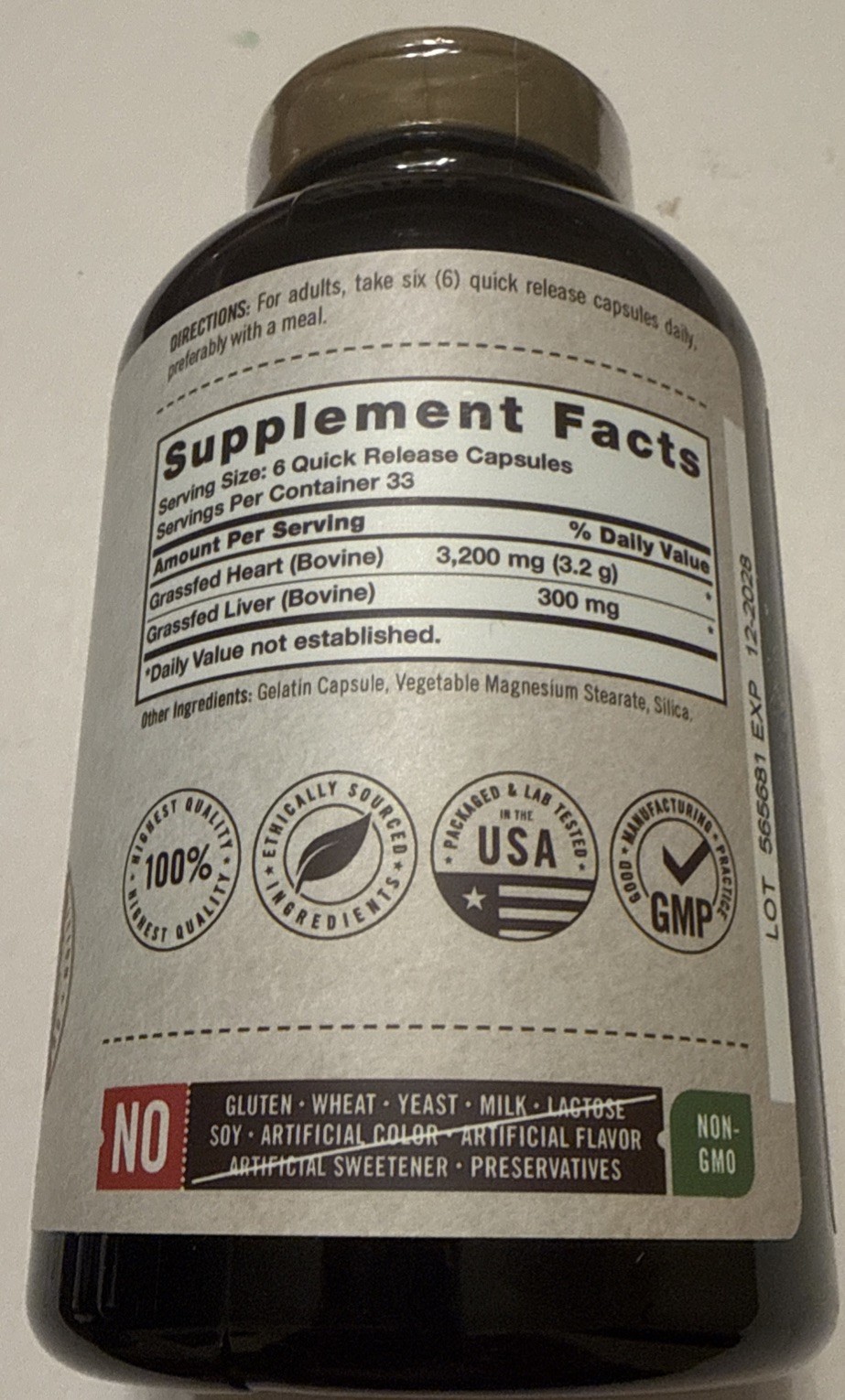 CARLYLE GRASS FED HEART-3200 MG 200 Capsules New. Exp-12/28