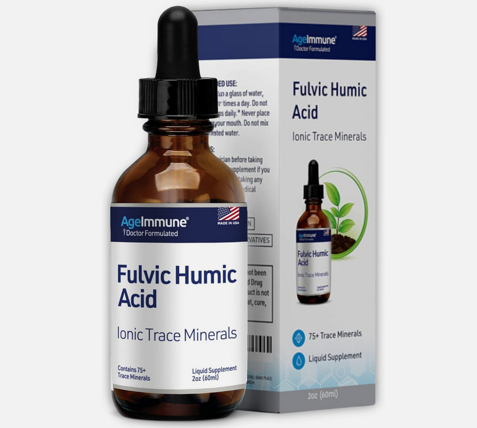 Fulvic Humic Acid 75 + Trace Minerals Liquid Supplement – Plant Derived in USA