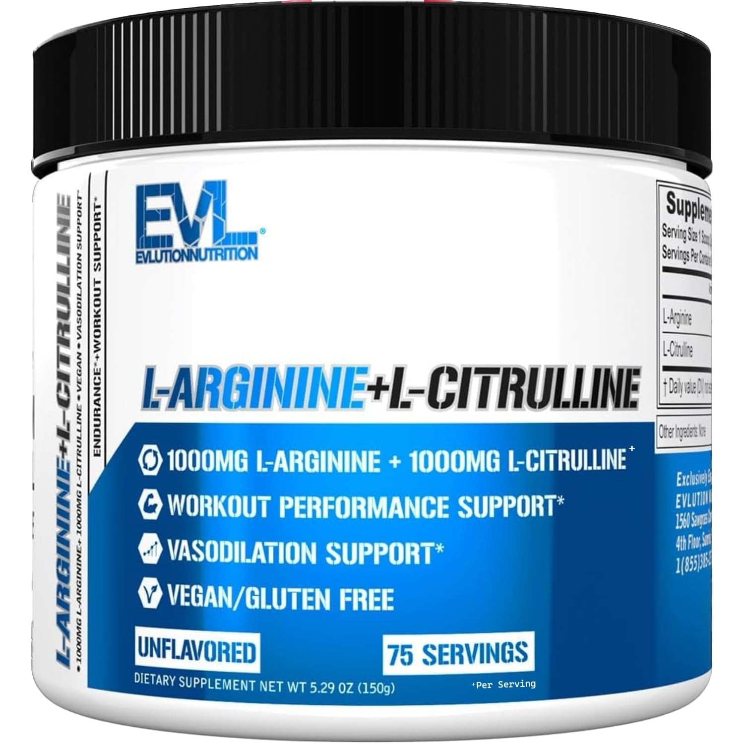 Nitric Oxide Booster Powder – L-Citrulline & L-Arginine 1000mg, 75 Servings, Ene