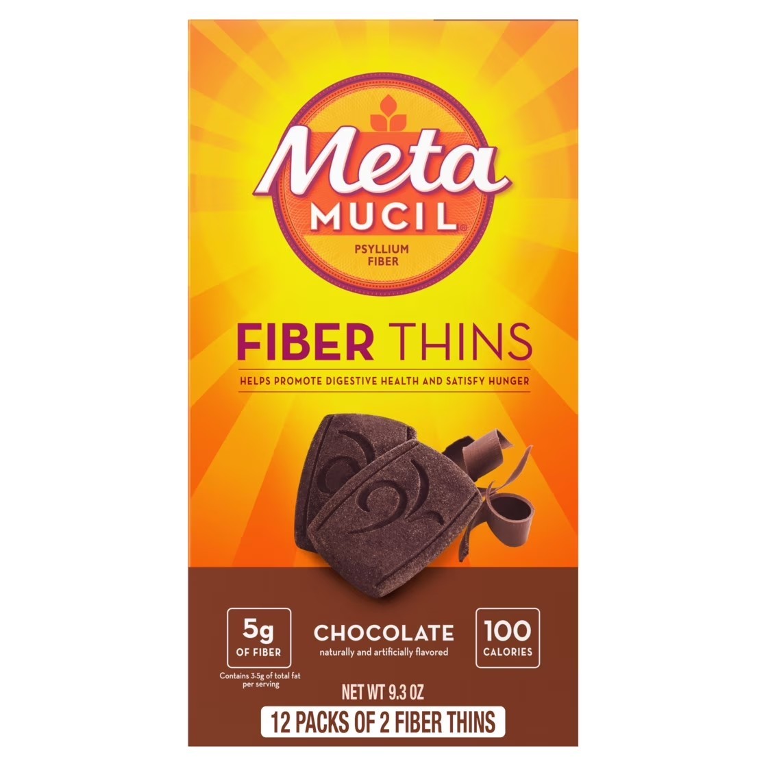 Metamucil Fiber Supplement Chewable Thins Chocolate 12 Count Powder Food Snack