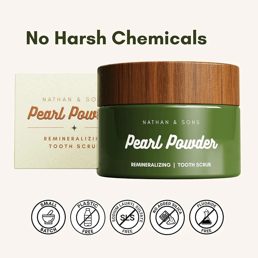 Nathan & Sons Pearl Powder Remineralizing Tooth Scrub Mastic Mint Net WT 30g New