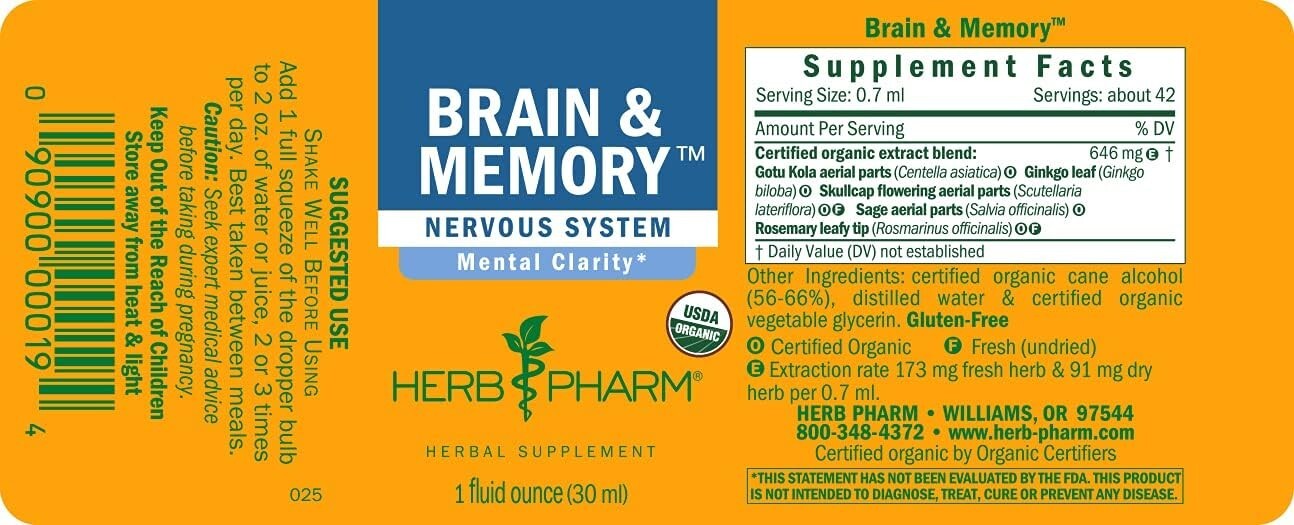 Herb Pharm Brain & Memory 1 fl oz Liq