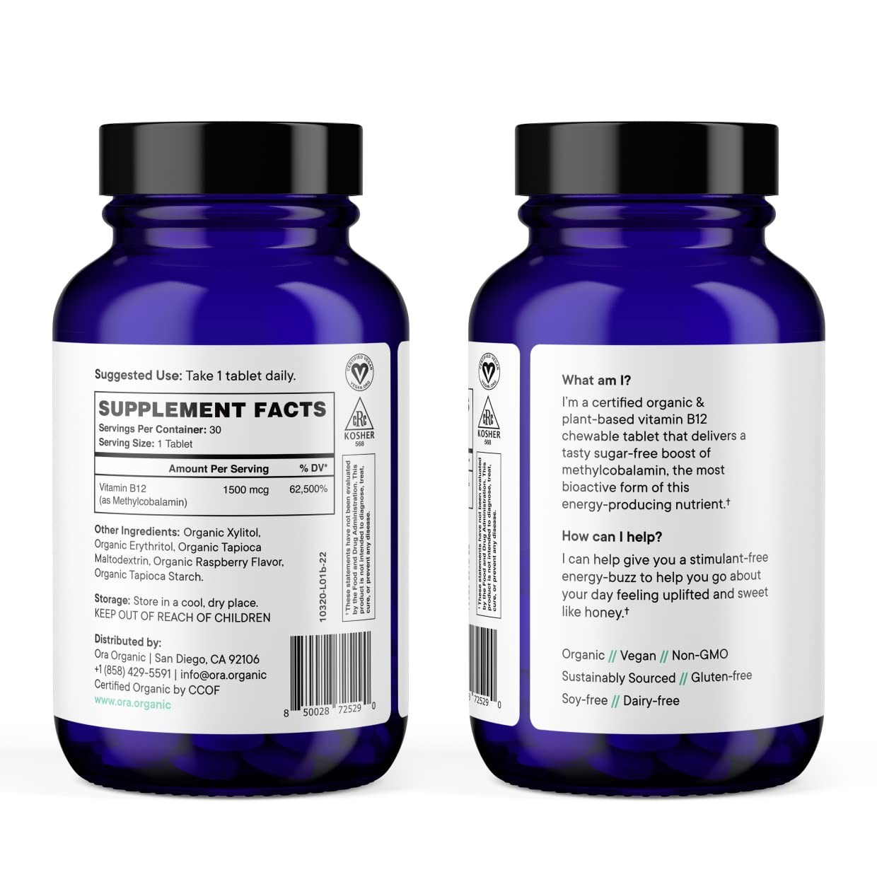 Ora Organic Vitamin B12 1500mcg PlantBased methylcobalamin for Adults Natur…
