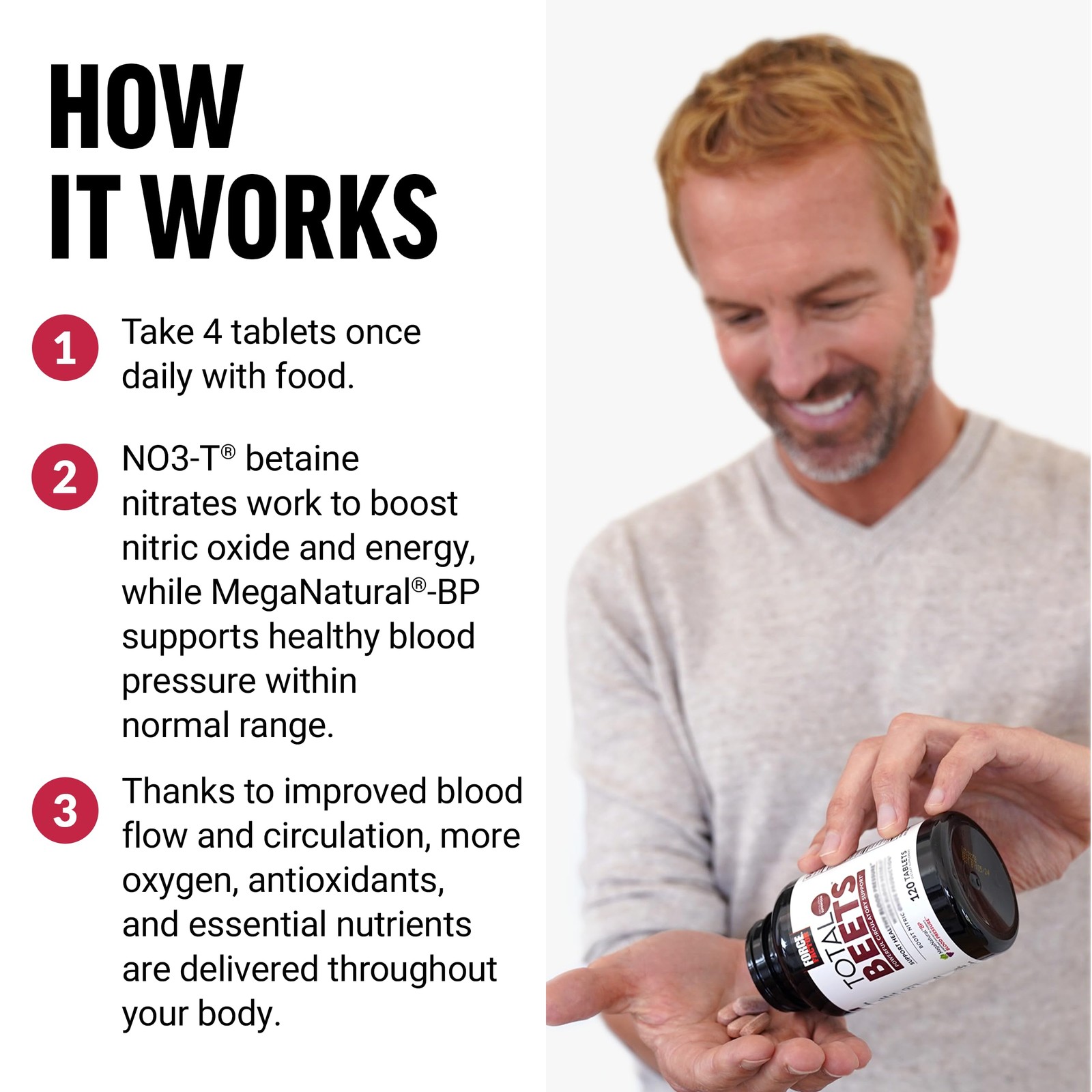 Force Factor Total Beets Blood Pressure Support & 120 Count (Pack of 1), Beet