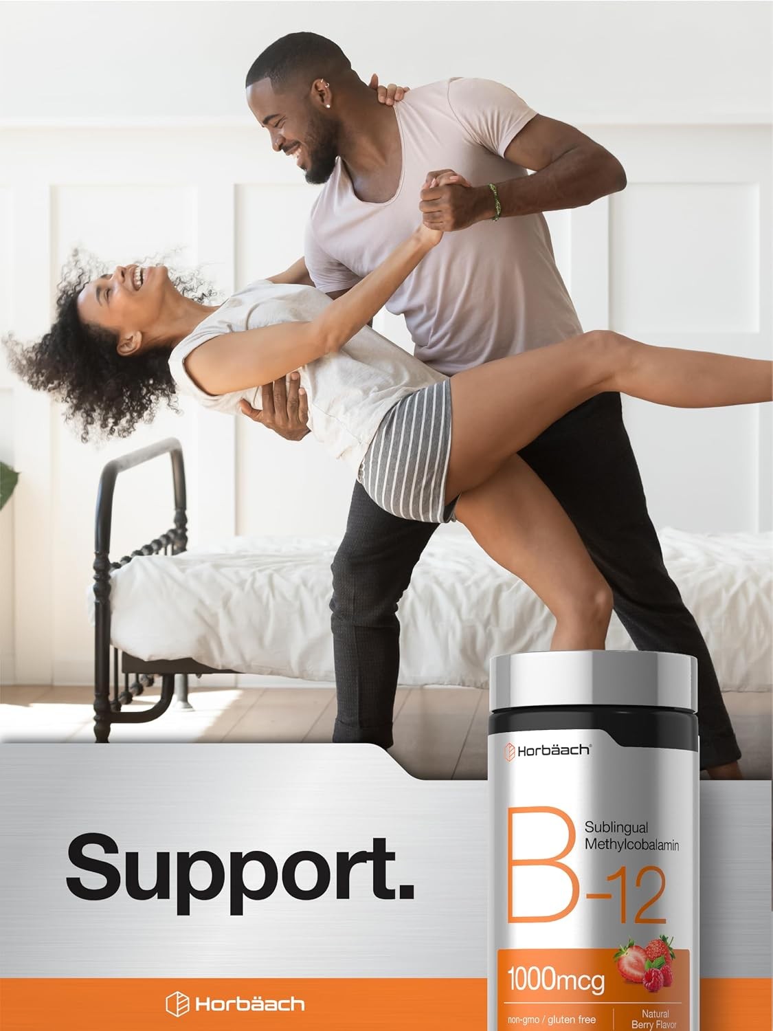 B12 Sublingual 1000 mcg | 400 Dissolvable Vitamins | Vegan Tablets | by Horbaach