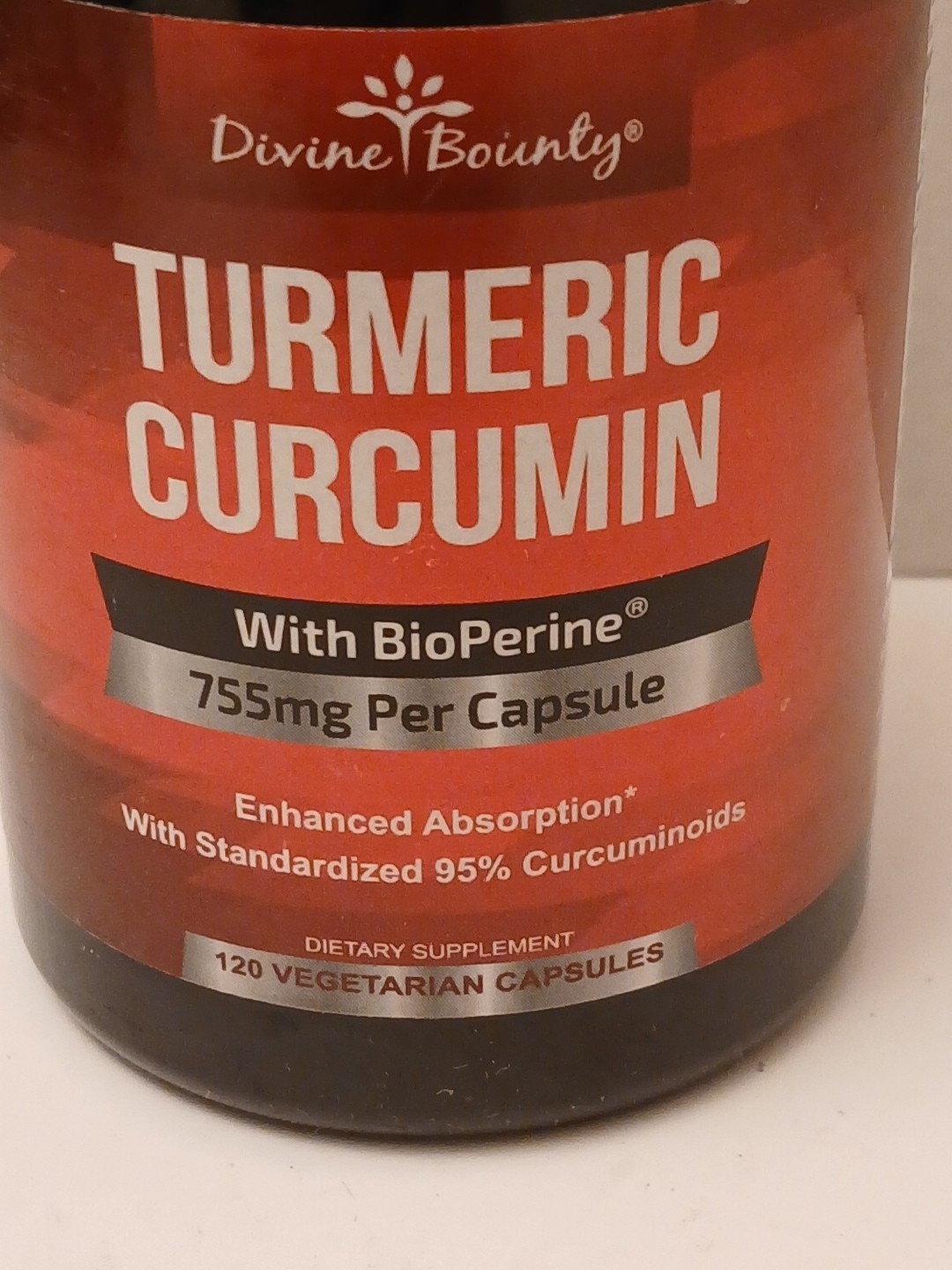 Divine Bounty Turmeric Curcumin Bioperine 755mg 120 Each Exp: 12/28/2026