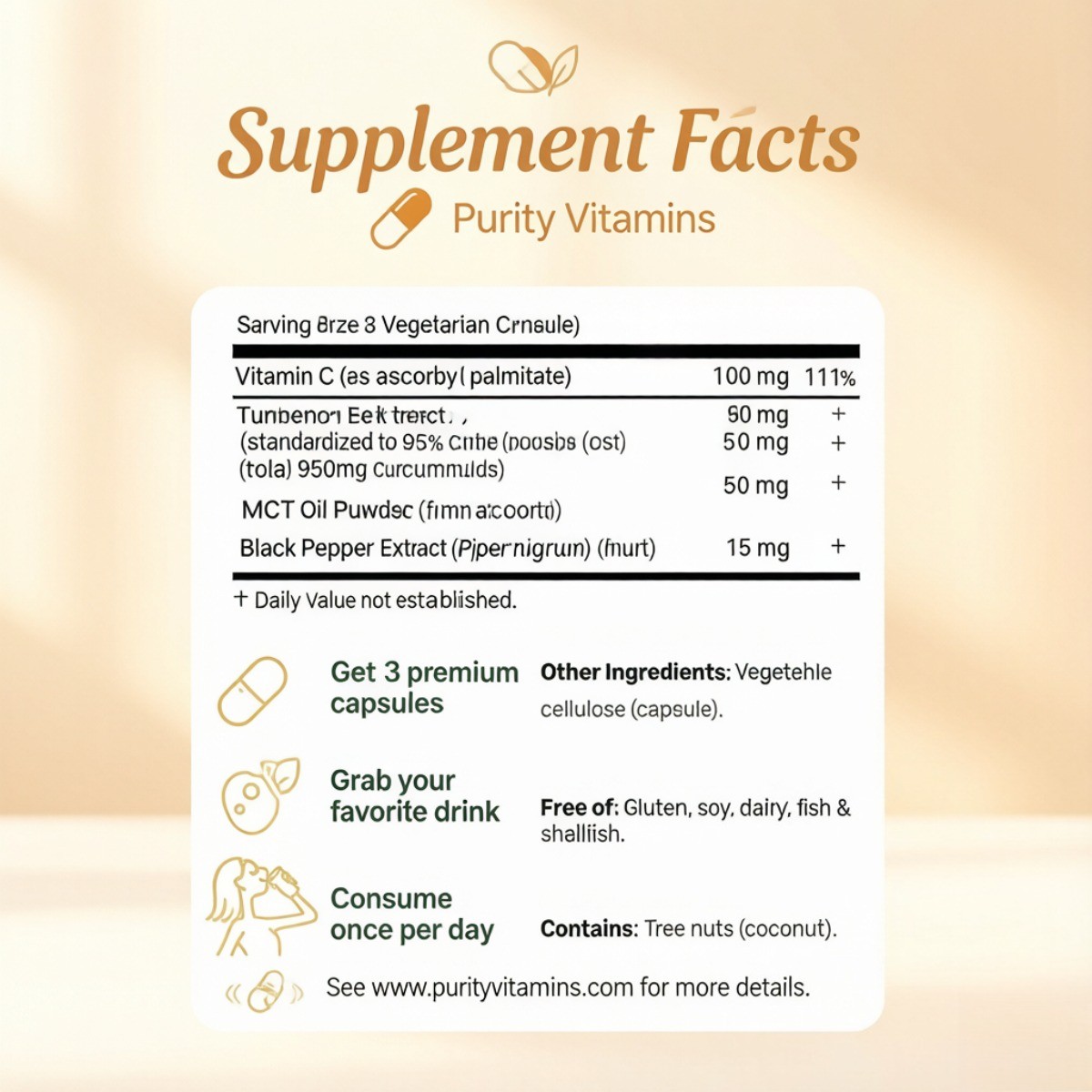 1000mg Turmeric Curcumin–95% Curcuminoids & Black Pepper, 120 Veggie Caps