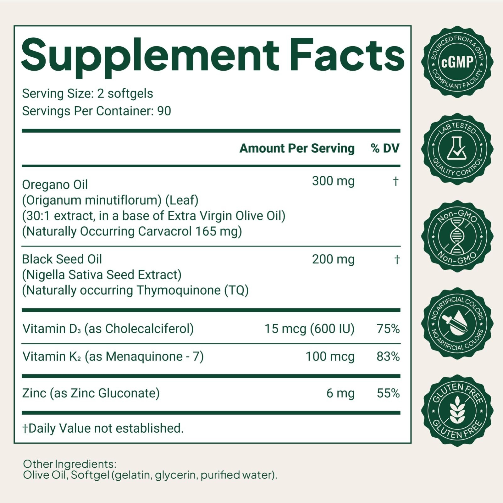 5-in-1 Immune Support Softgels – Oregano & Black Seed Oil, 180 Non-GMO Capsules