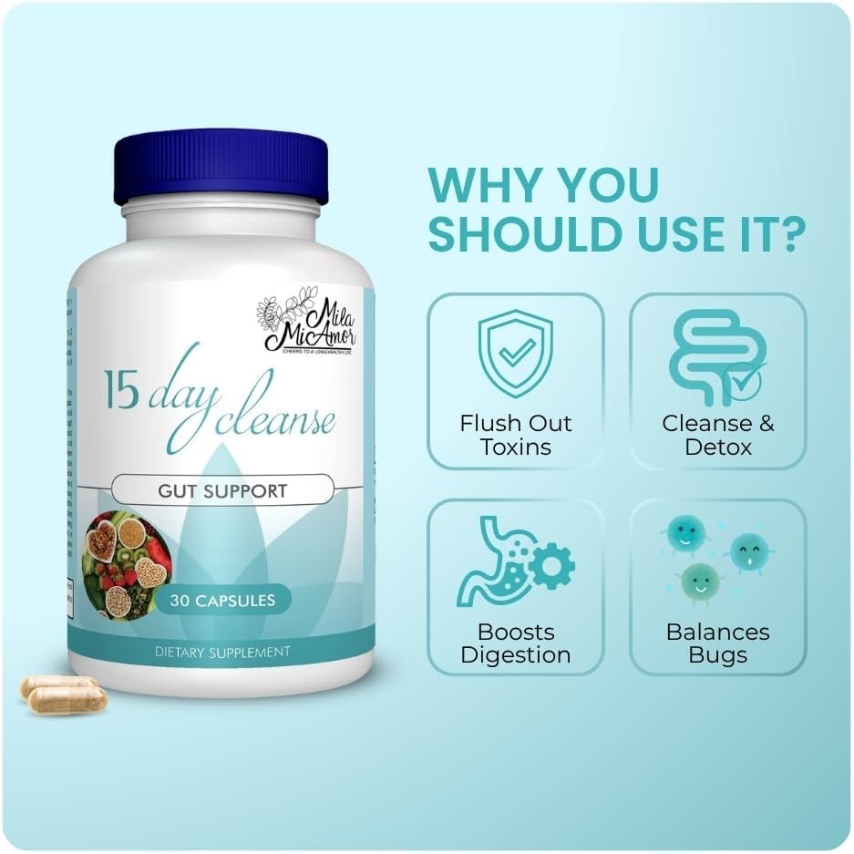 Mila Miamor 15 Day Cleanse – Gut and Colon Support – Advanced Gut Cleanse Detox